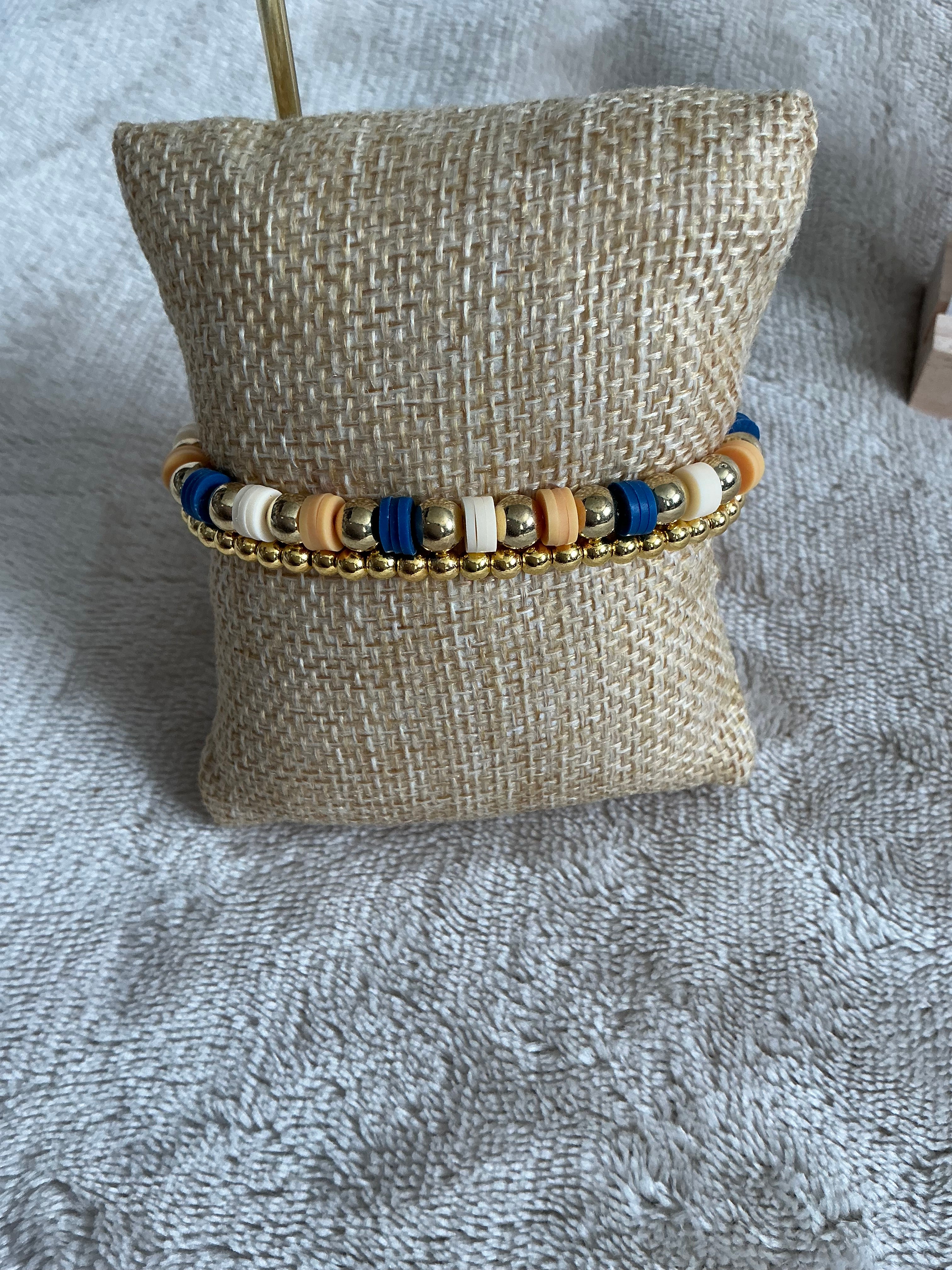 Sunset Sail Bracelet Stack | Gold & Coastal Blue Beaded Set