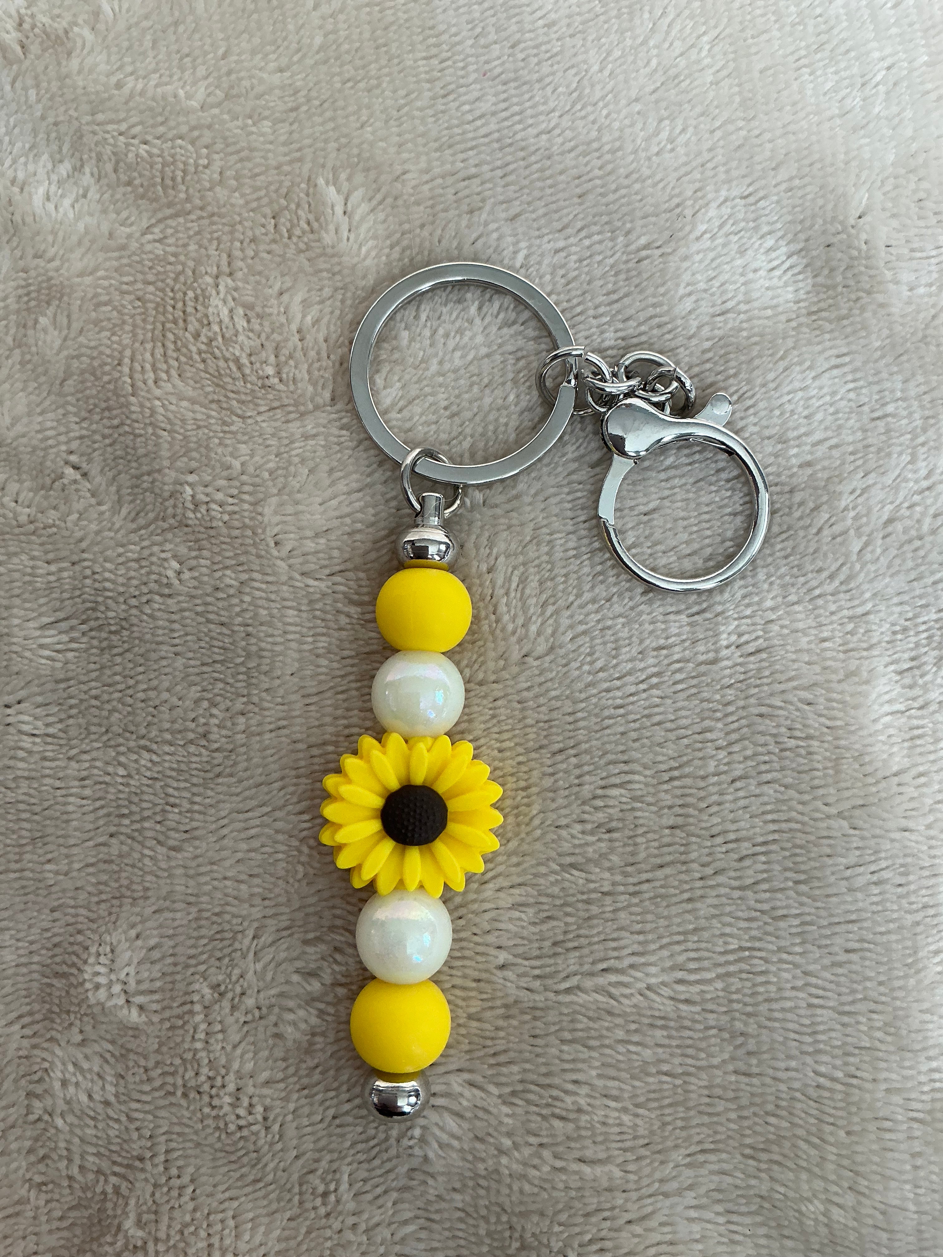 Sunflower Keychain Collection – Handmade Floral Beaded Bag Charms