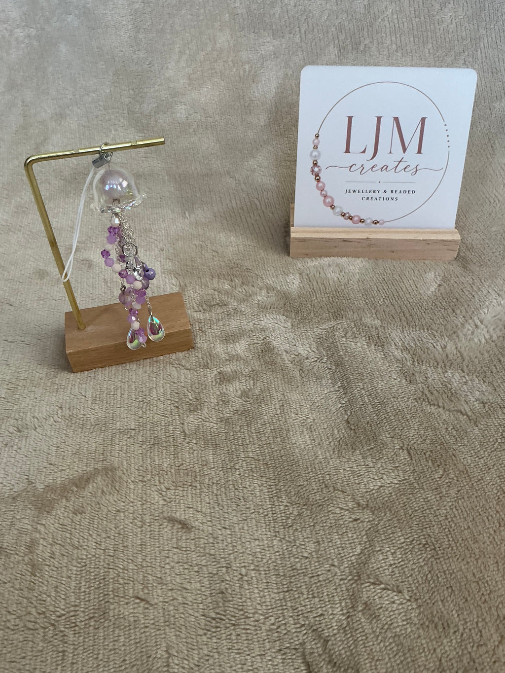 Handmade Lavender Jellyfish Charm | Iridescent Ocean-Inspired Hanging Decoration