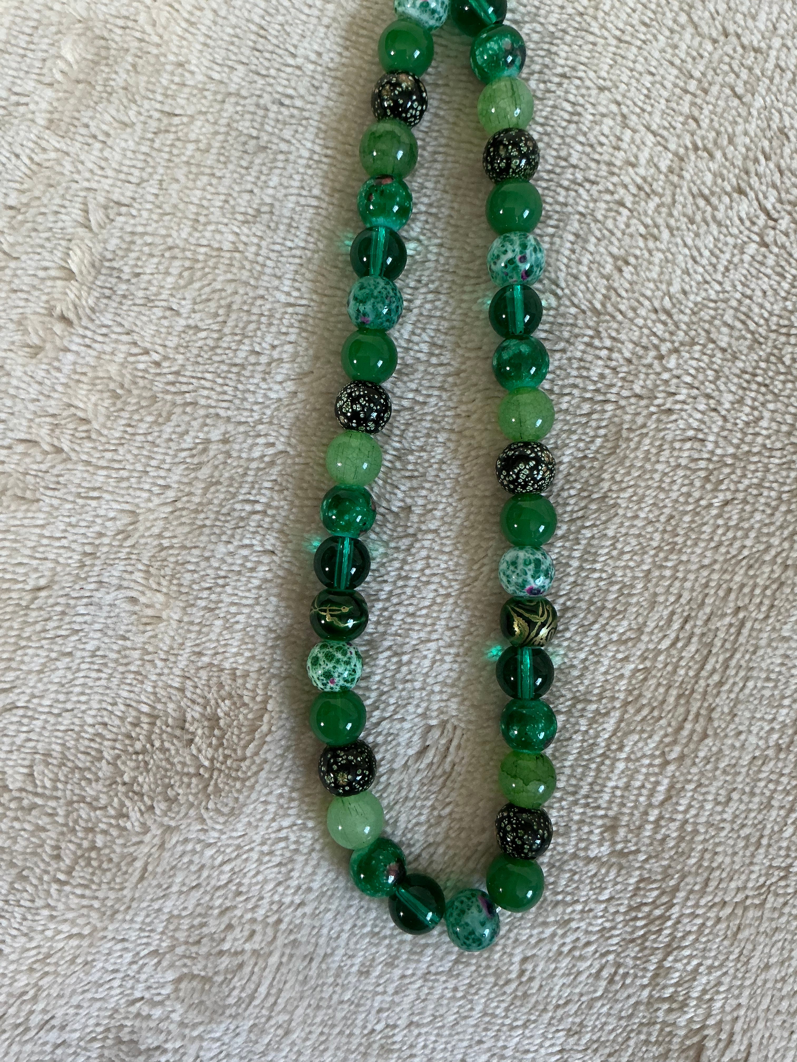 Emerald Green & Speckled Glass Bead Phone Charm