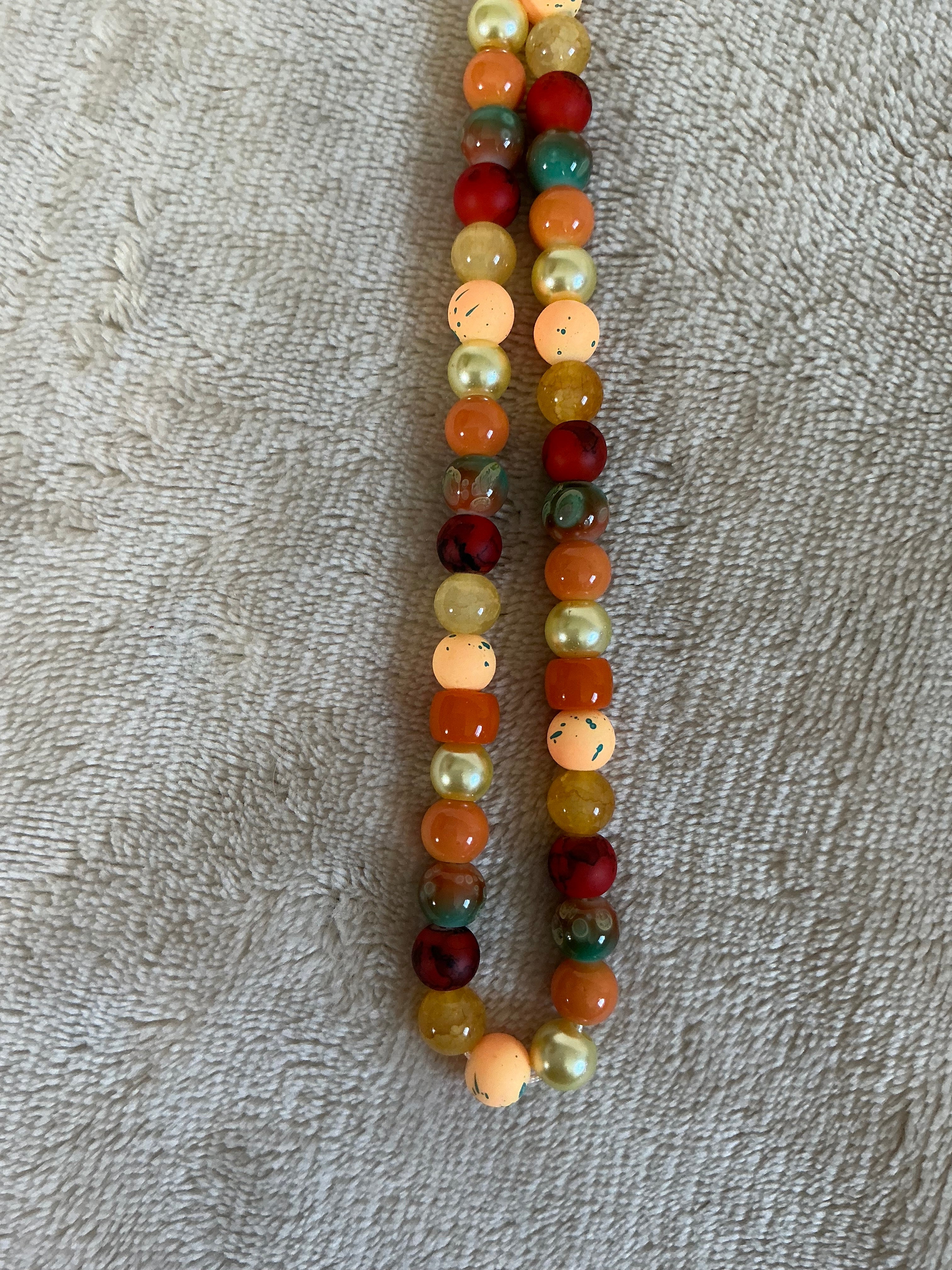 Warm Autumn Earth‑Tone Beaded Phone Charm