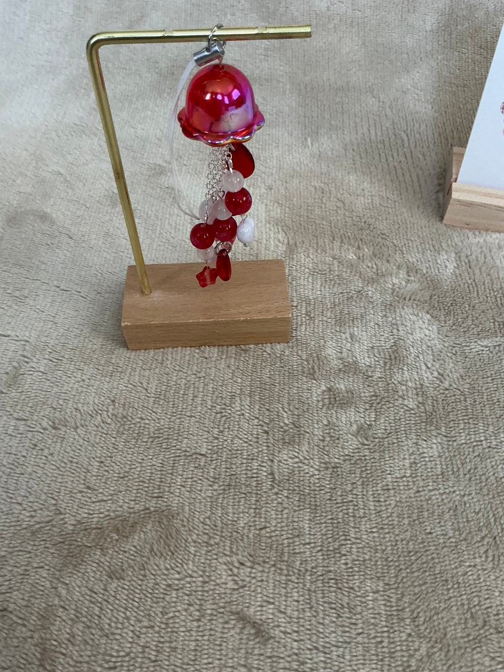 Handmade Red Jellyfish Charm | Ocean-Inspired Beaded Hanging Decoration