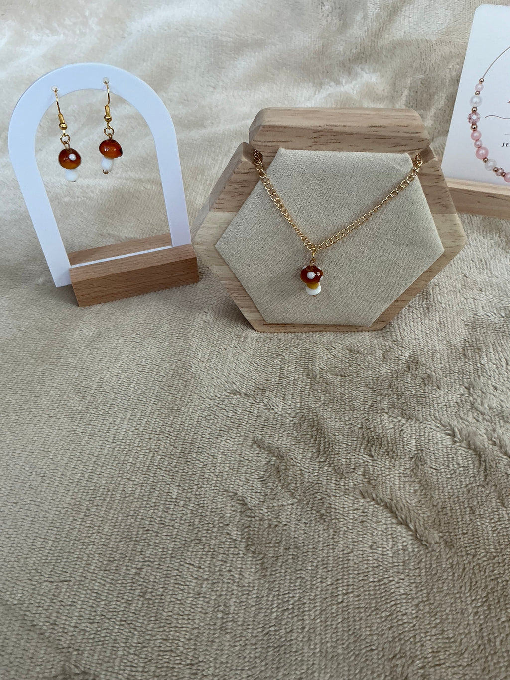 Mini Mushroom Jewellery Set – Earrings & Necklace