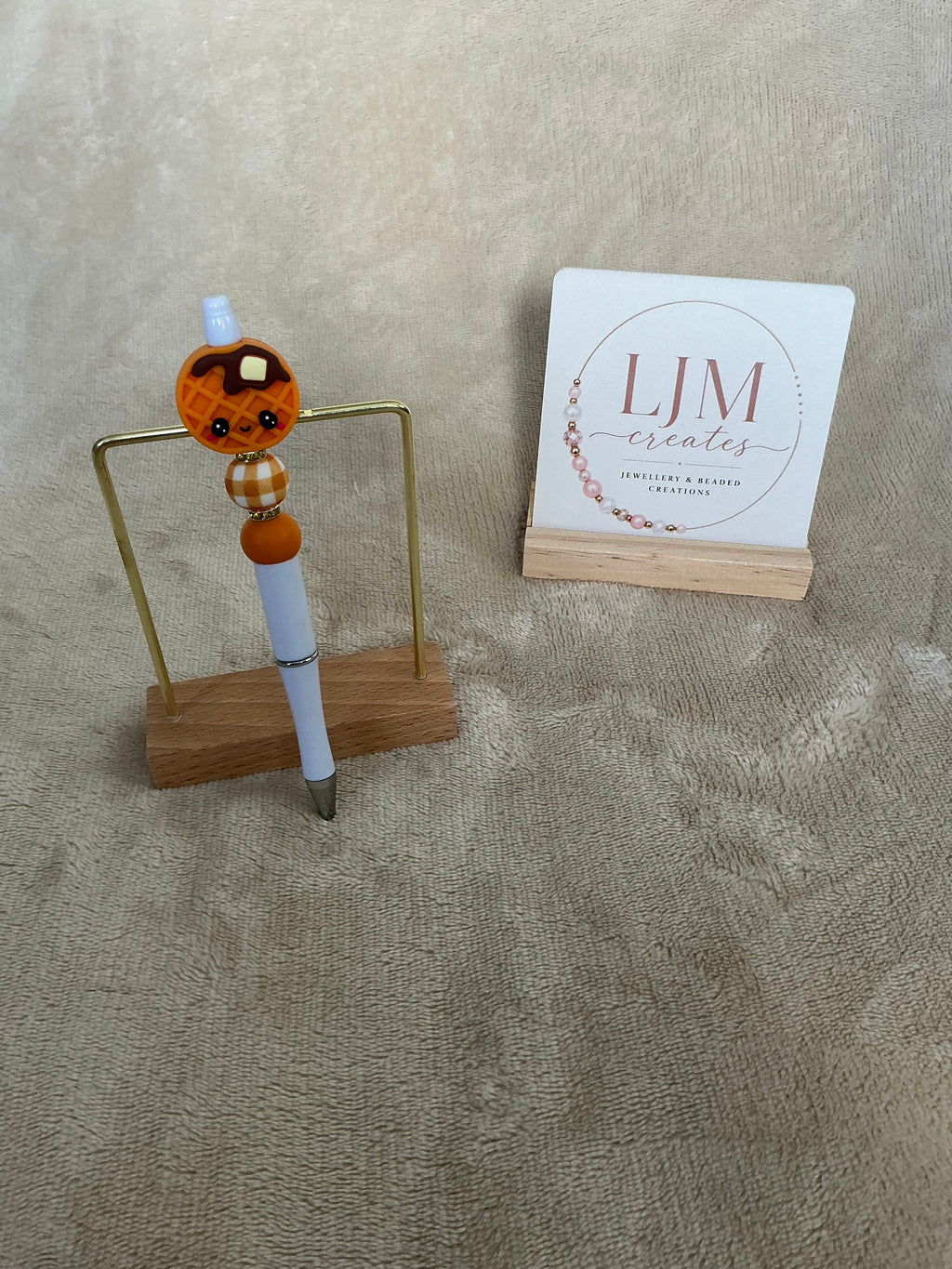Cute Waffle Beaded Pen | Handmade Breakfast Lover Ballpoint Pen