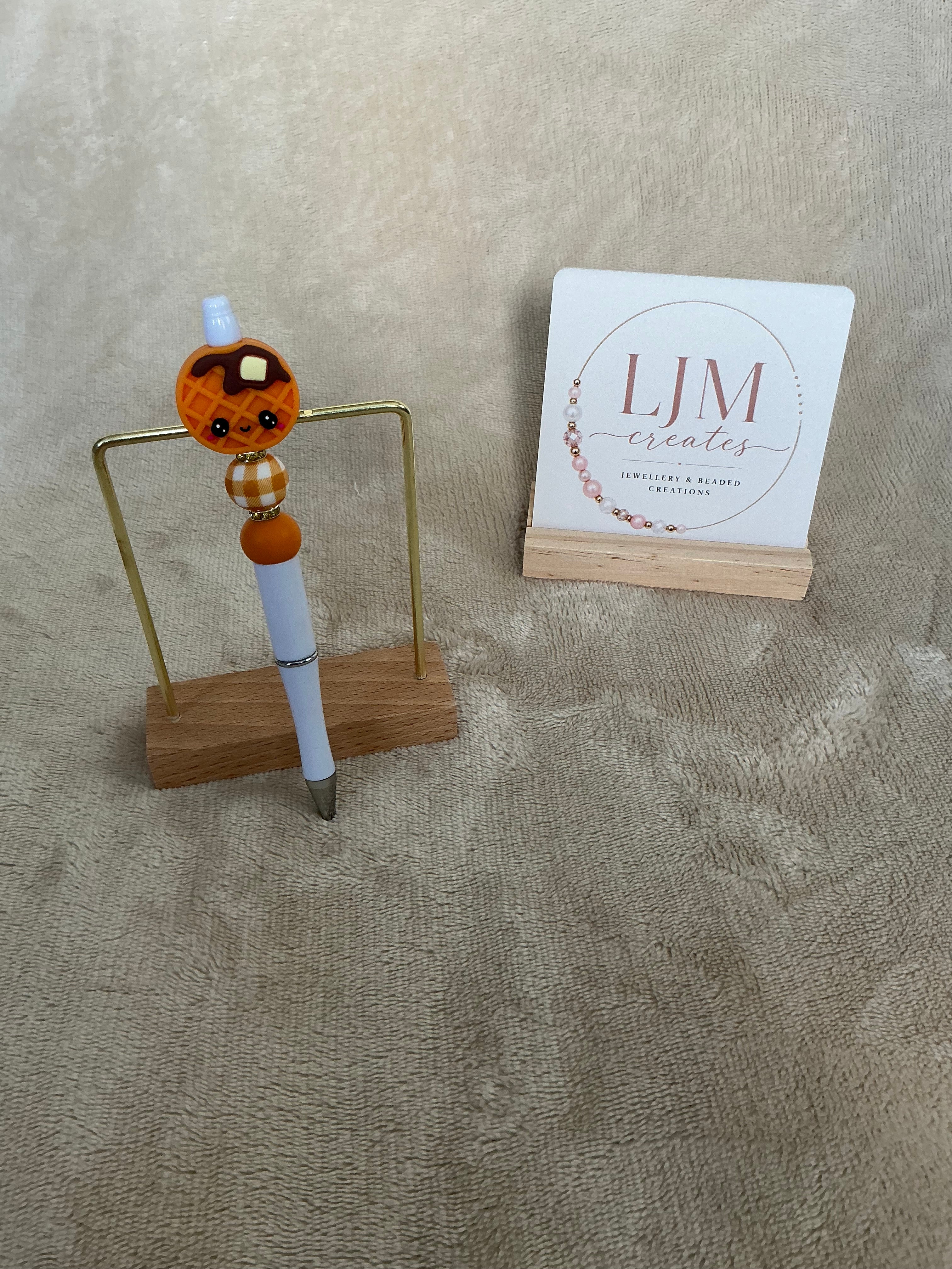 Cute Waffle Beaded Pen | Handmade Breakfast Lover Ballpoint Pen