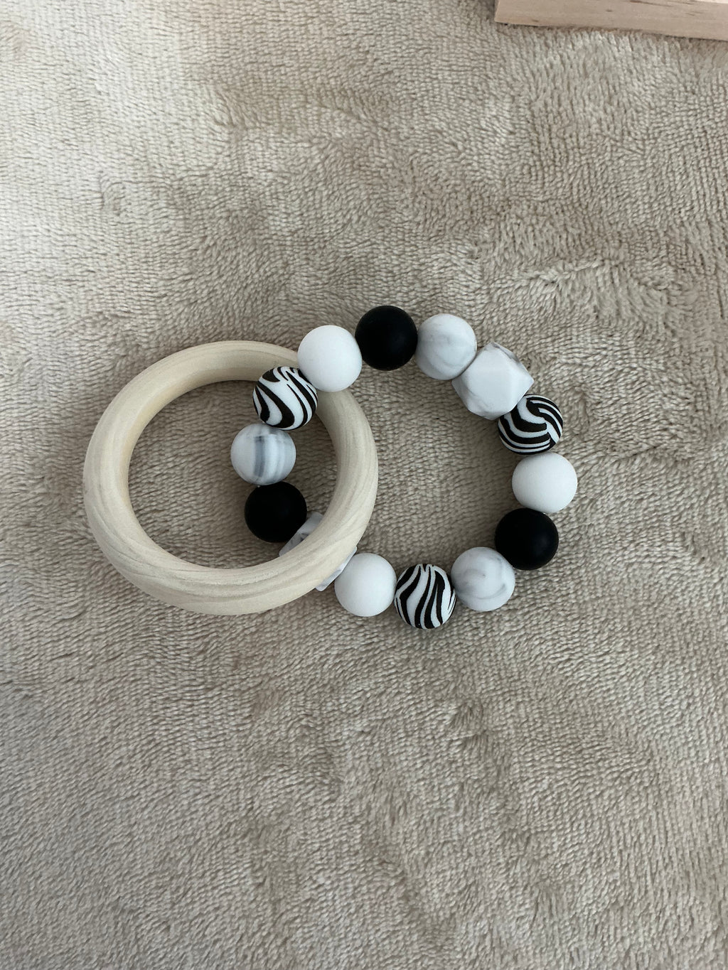 Monochrome Teething Ring | Black & White Silicone Baby Teether