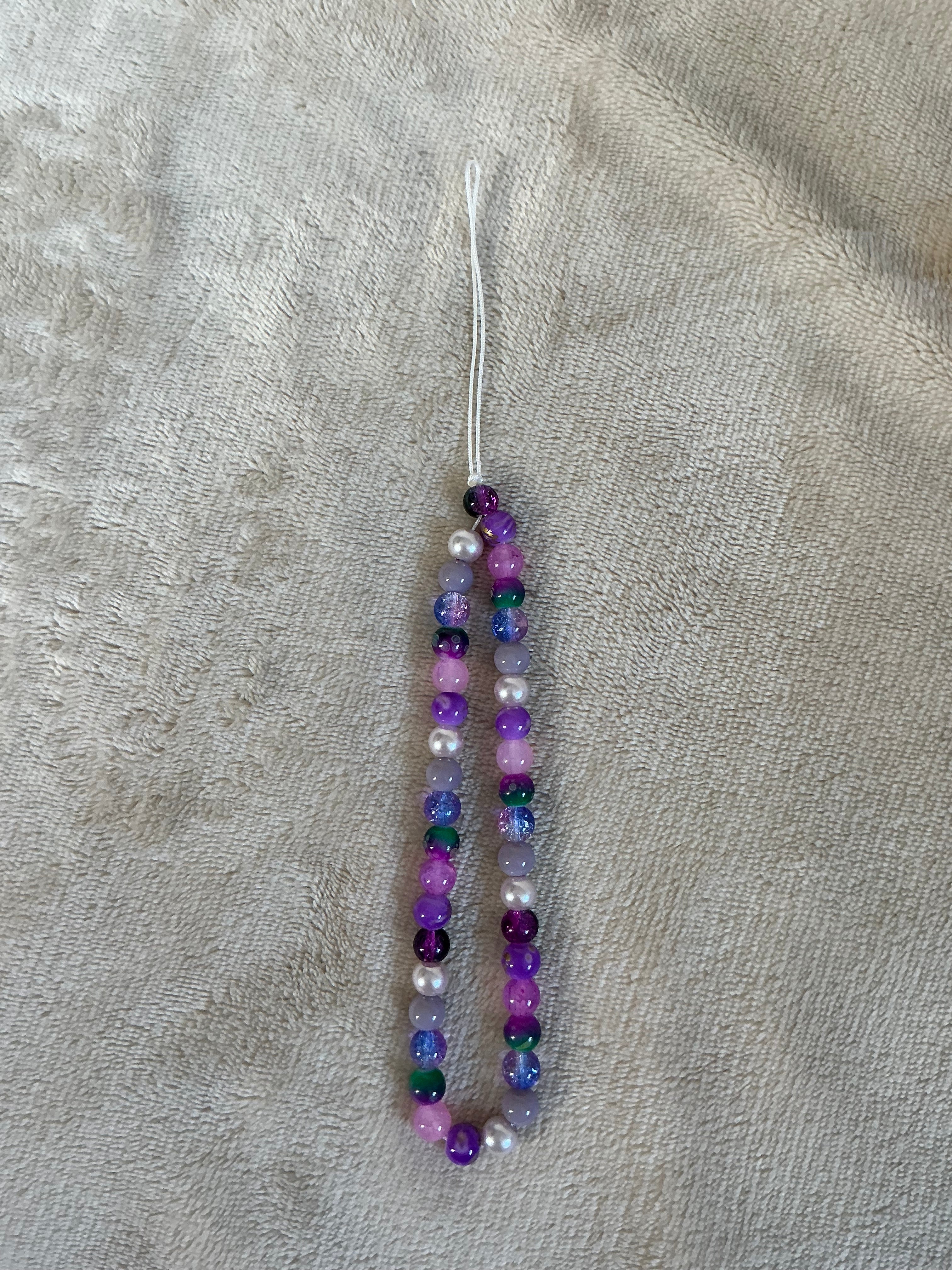 Purple Ombré & Pearl Beaded Phone Charm