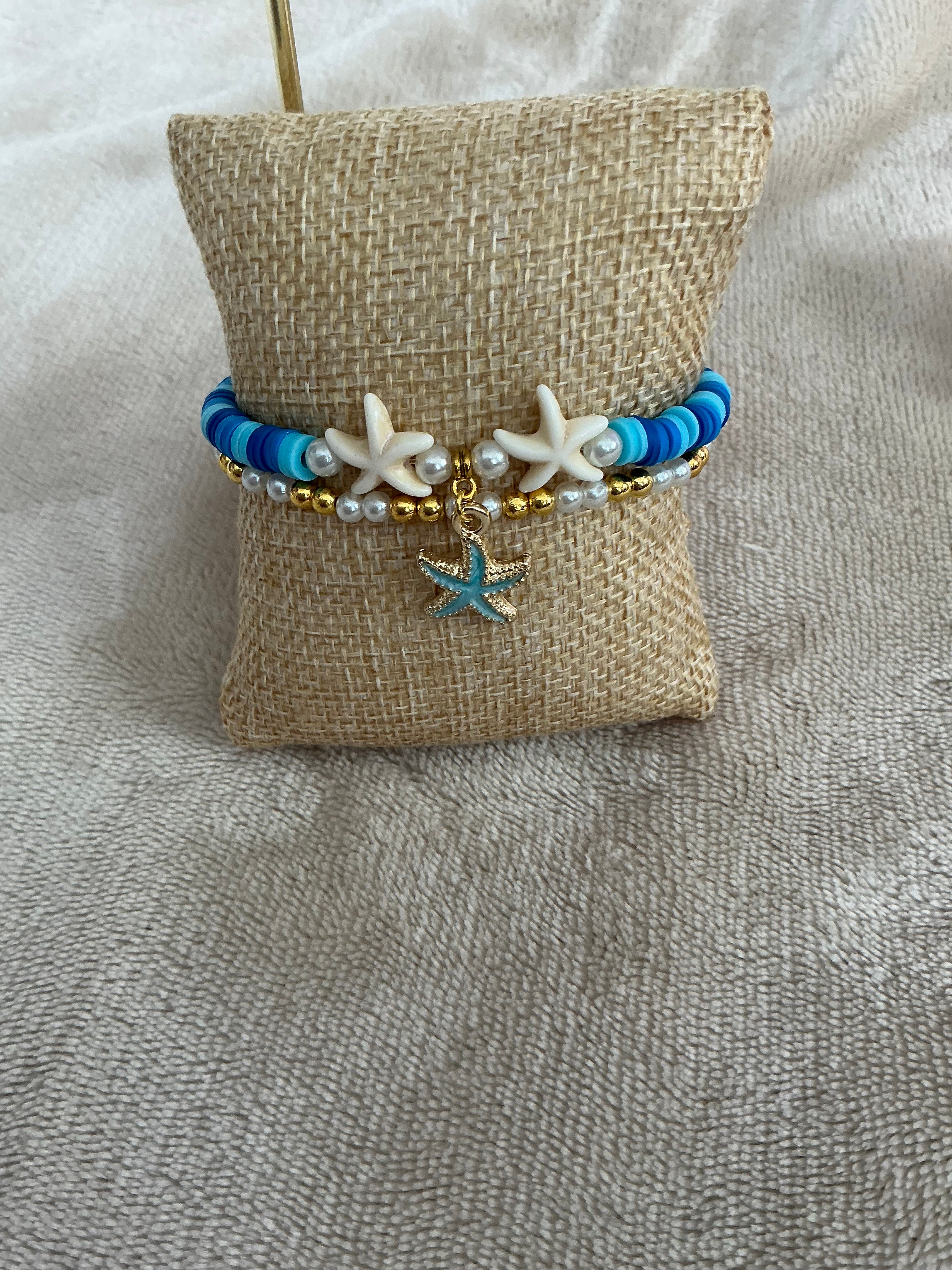Starfish Ocean Theme Stacked Bracelet Set