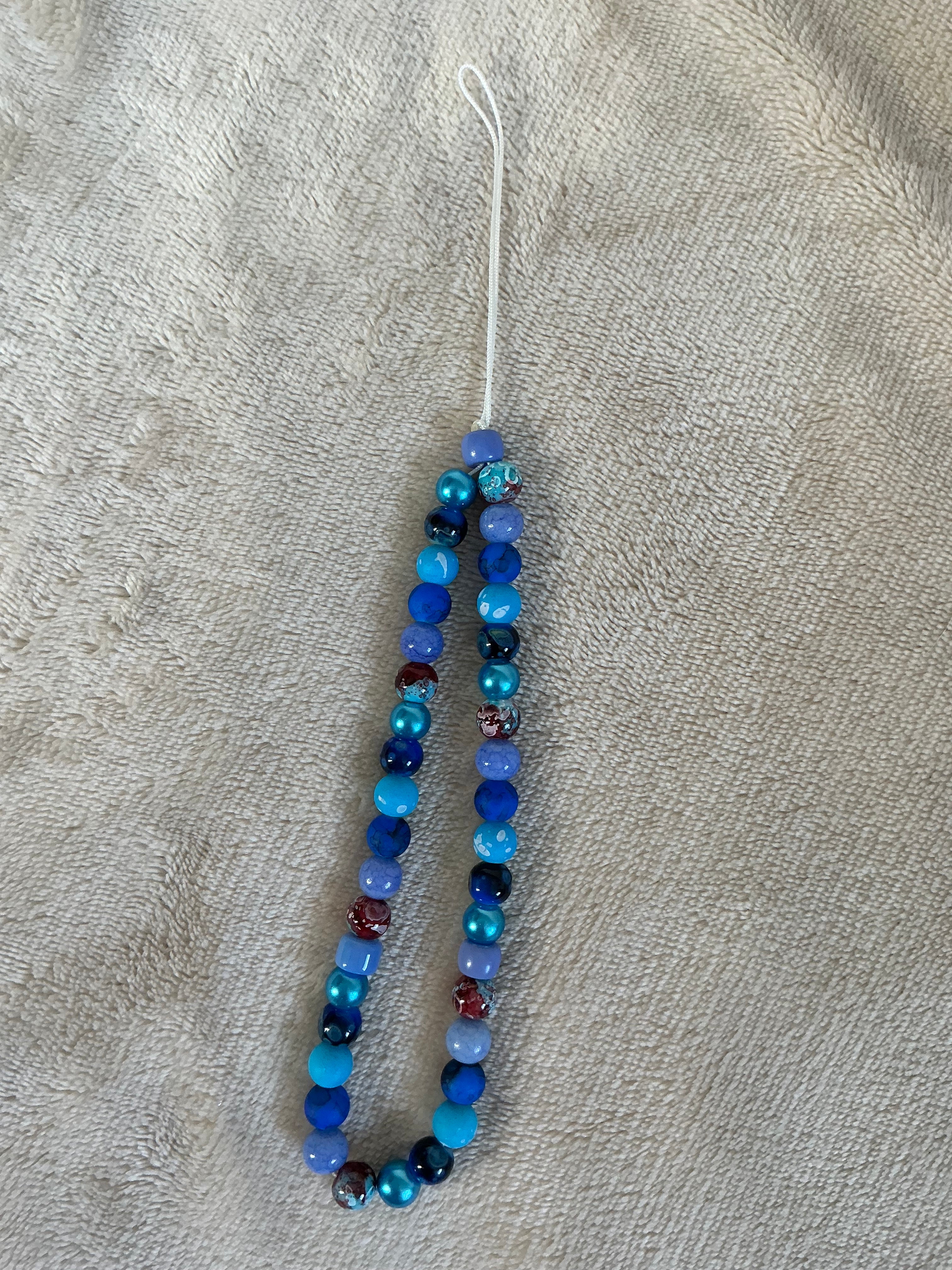Warm Neutral Pink & Amber Beaded Phone Charm
