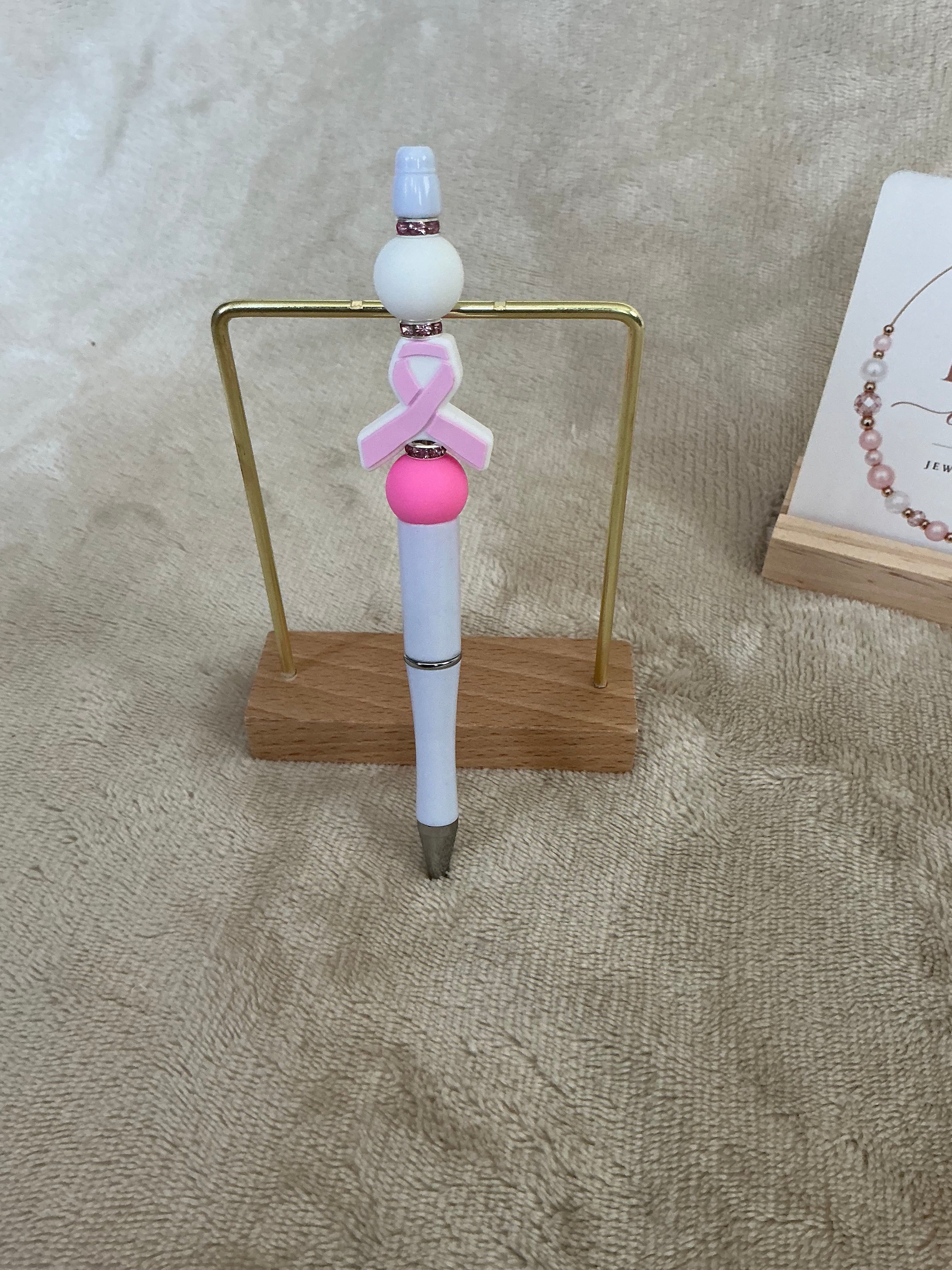 Pink Ribbon Awareness Beaded Pen | Handmade Support & Strength Pen