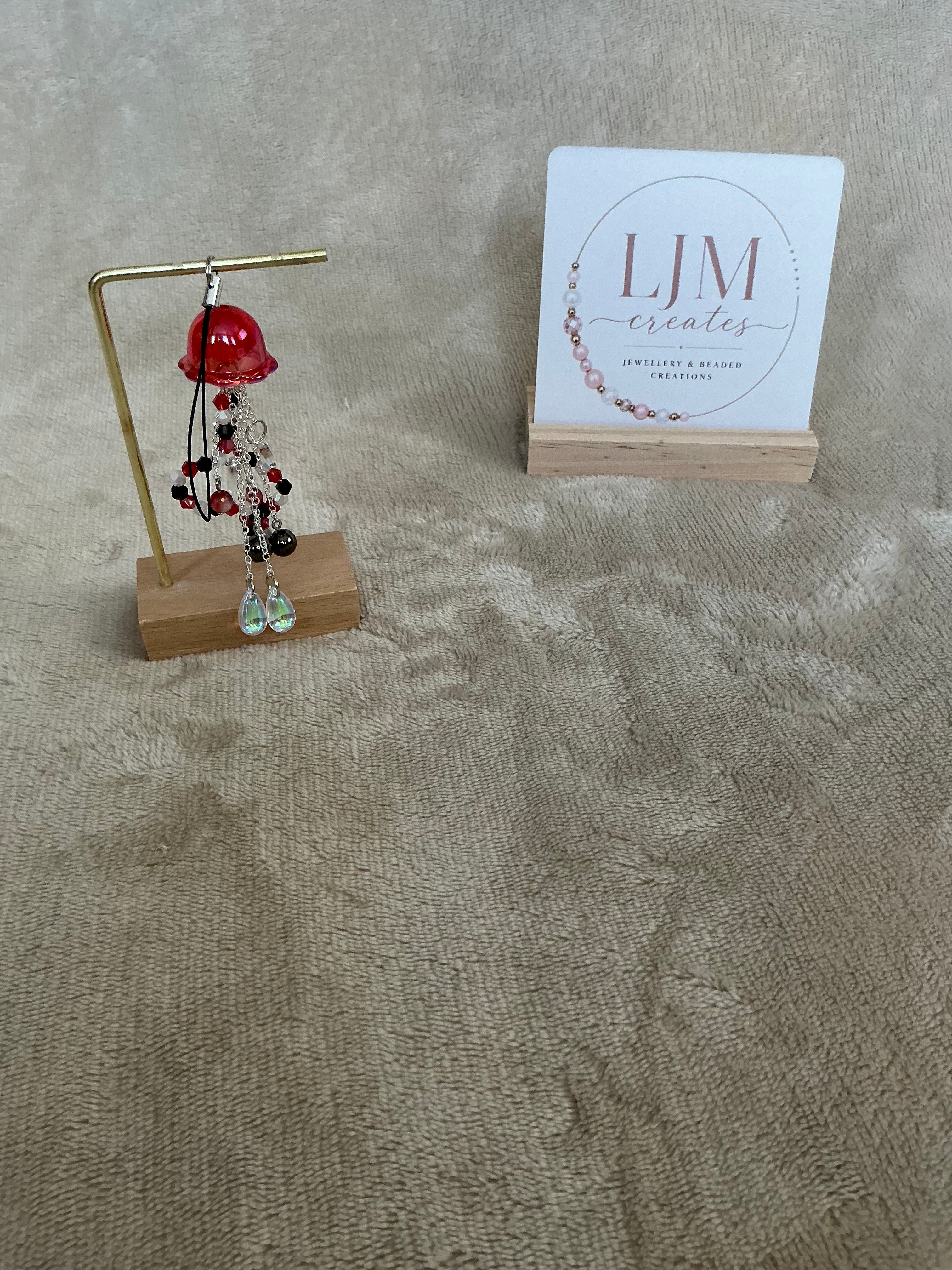 Midnight Tide Jellyfish Charm | Handmade Red & Black Ocean-Inspired Hanging Decoration