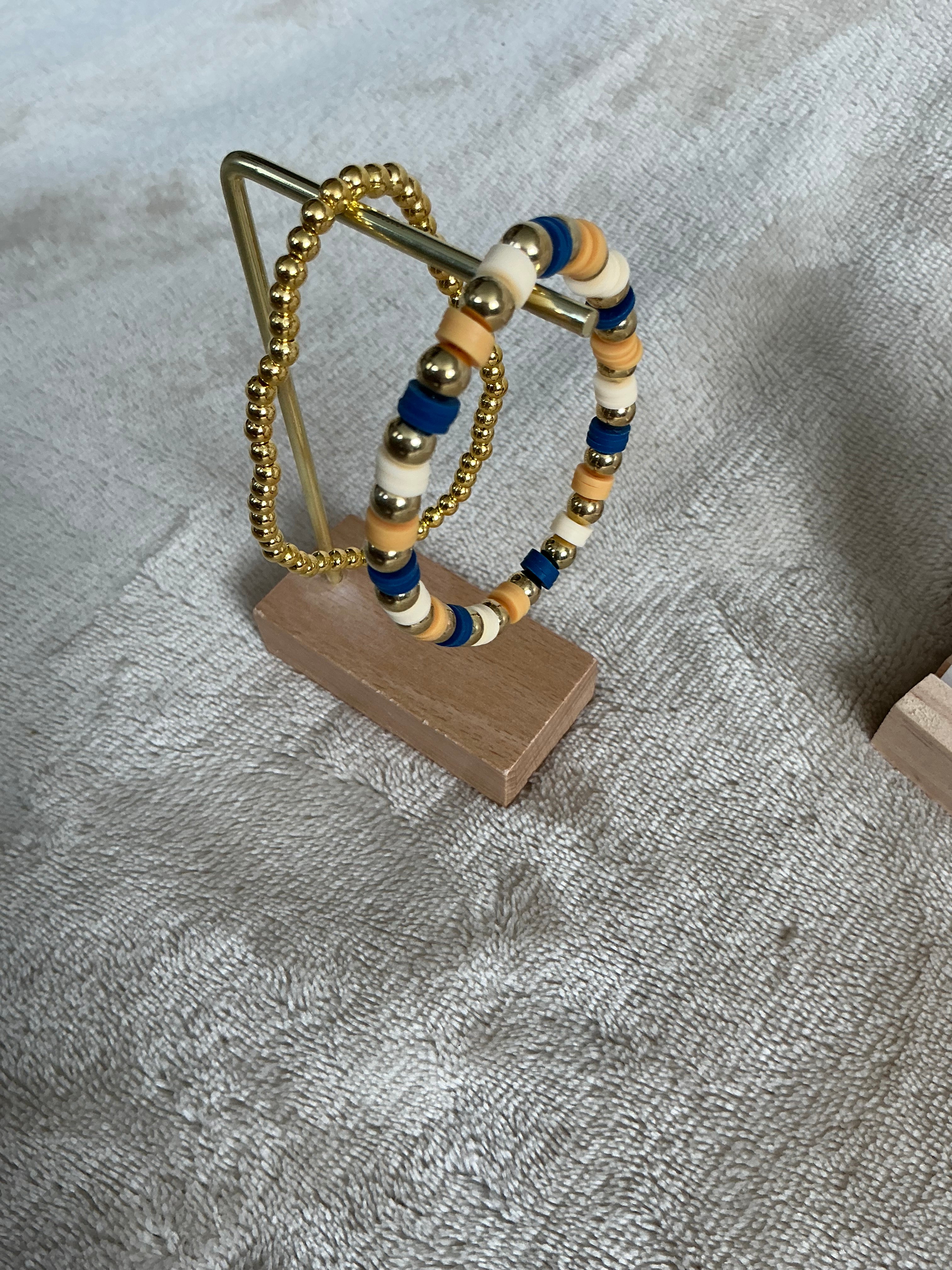 Sunset Sail Bracelet Stack | Gold & Coastal Blue Beaded Set