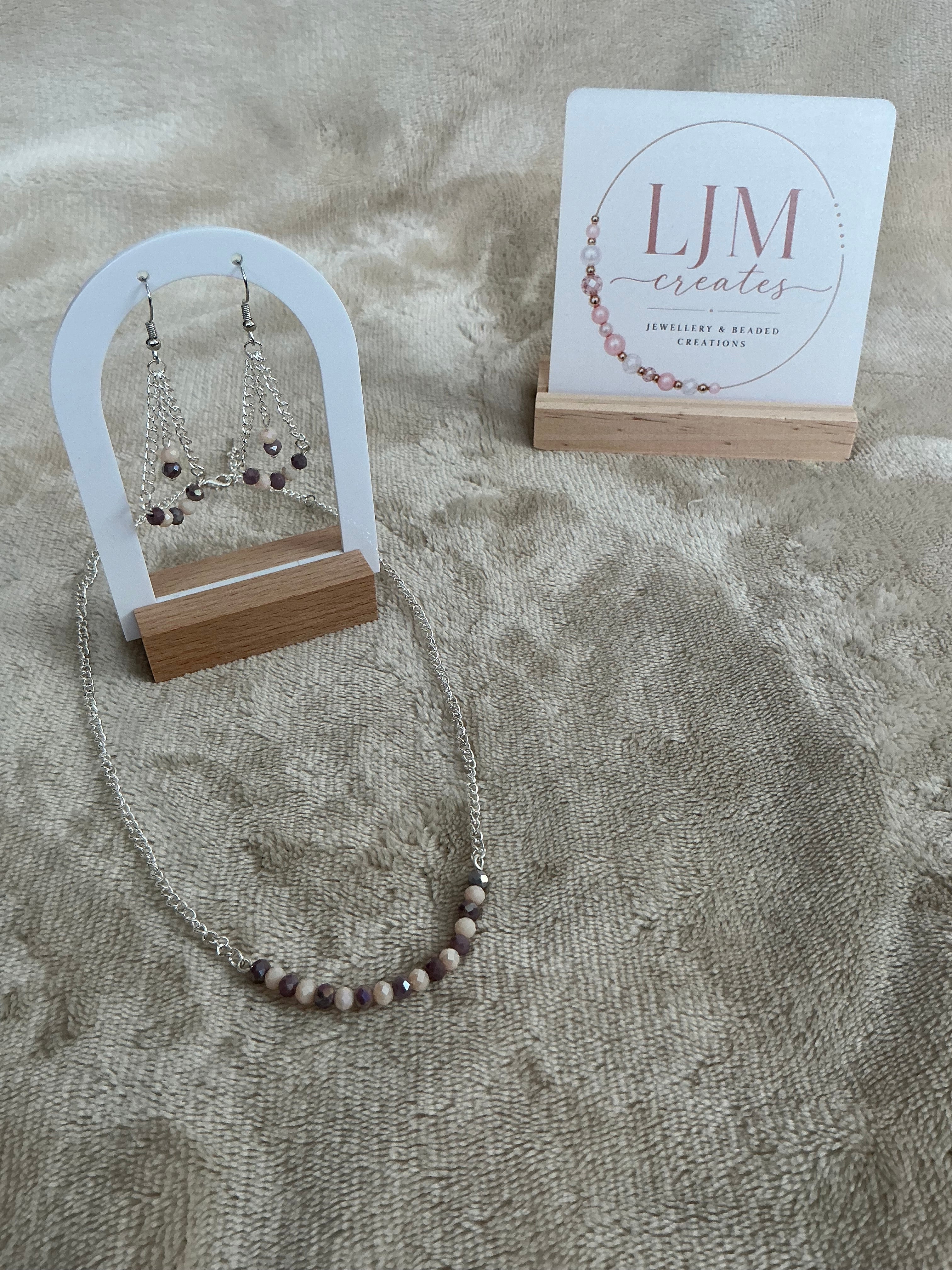 Soft Mauve & Beige Faceted Bead Jewellery Set