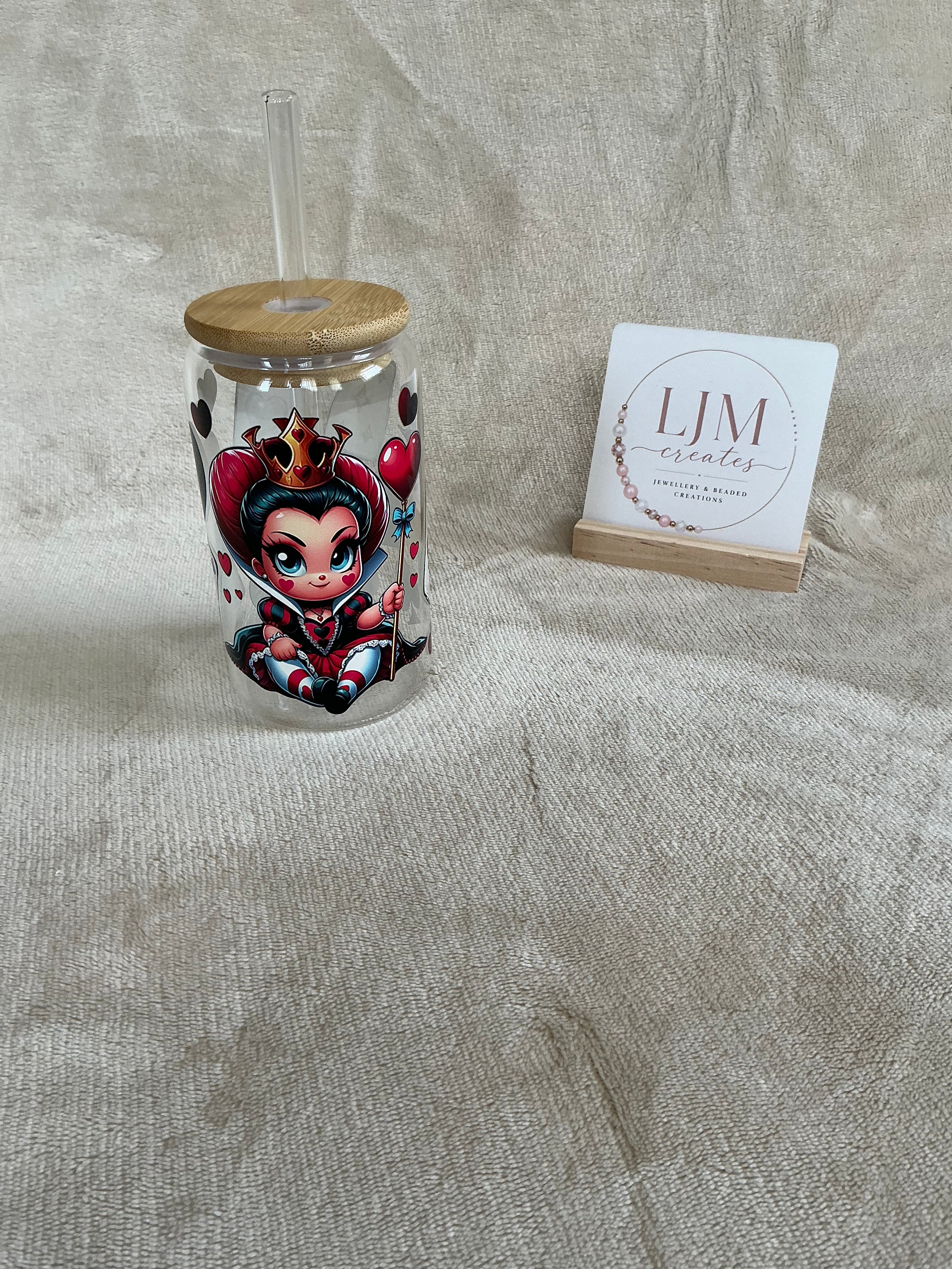 Queen of Hearts Glass Tumbler