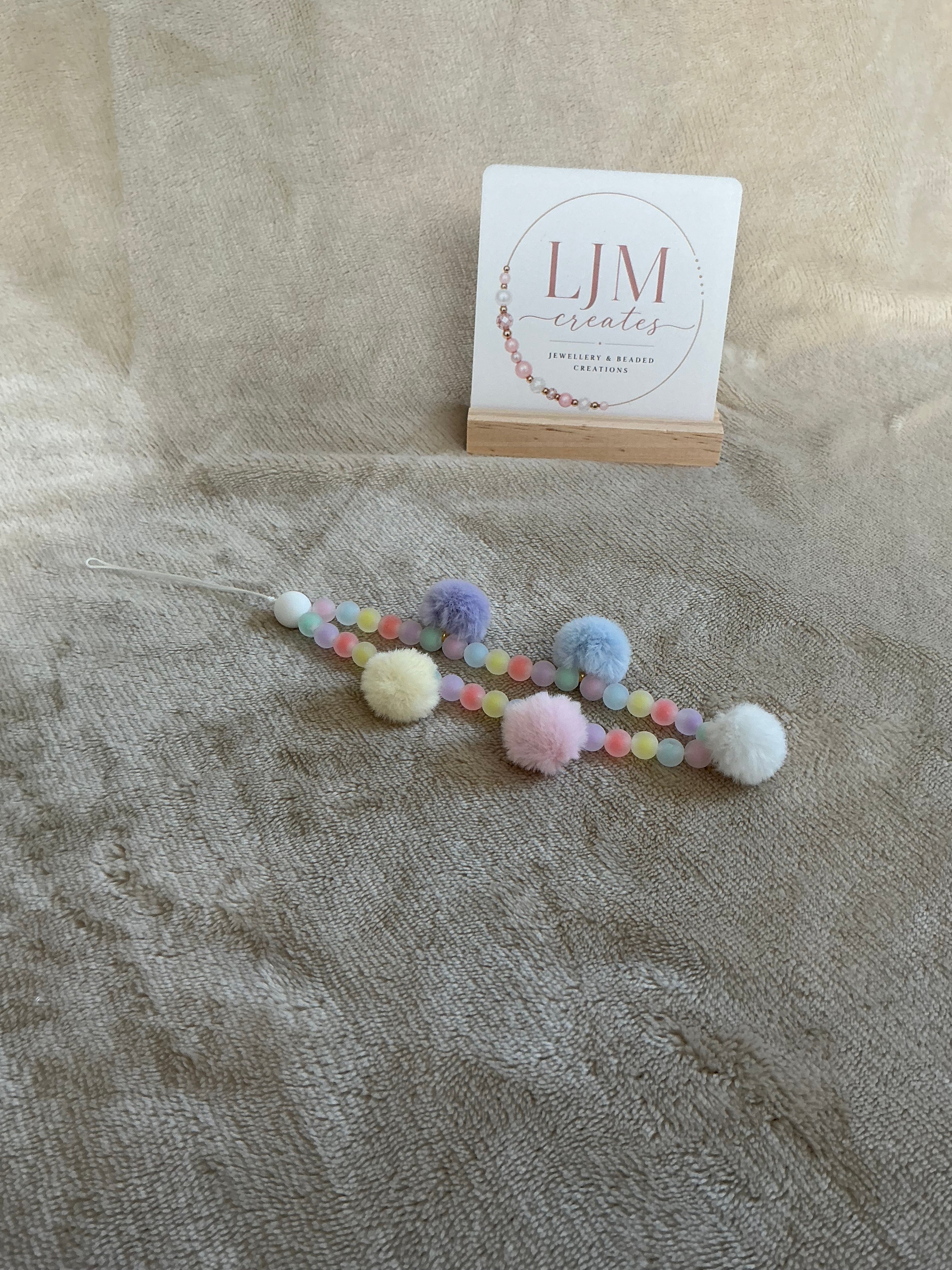 Pastel Pom‑Pom Phone Charm