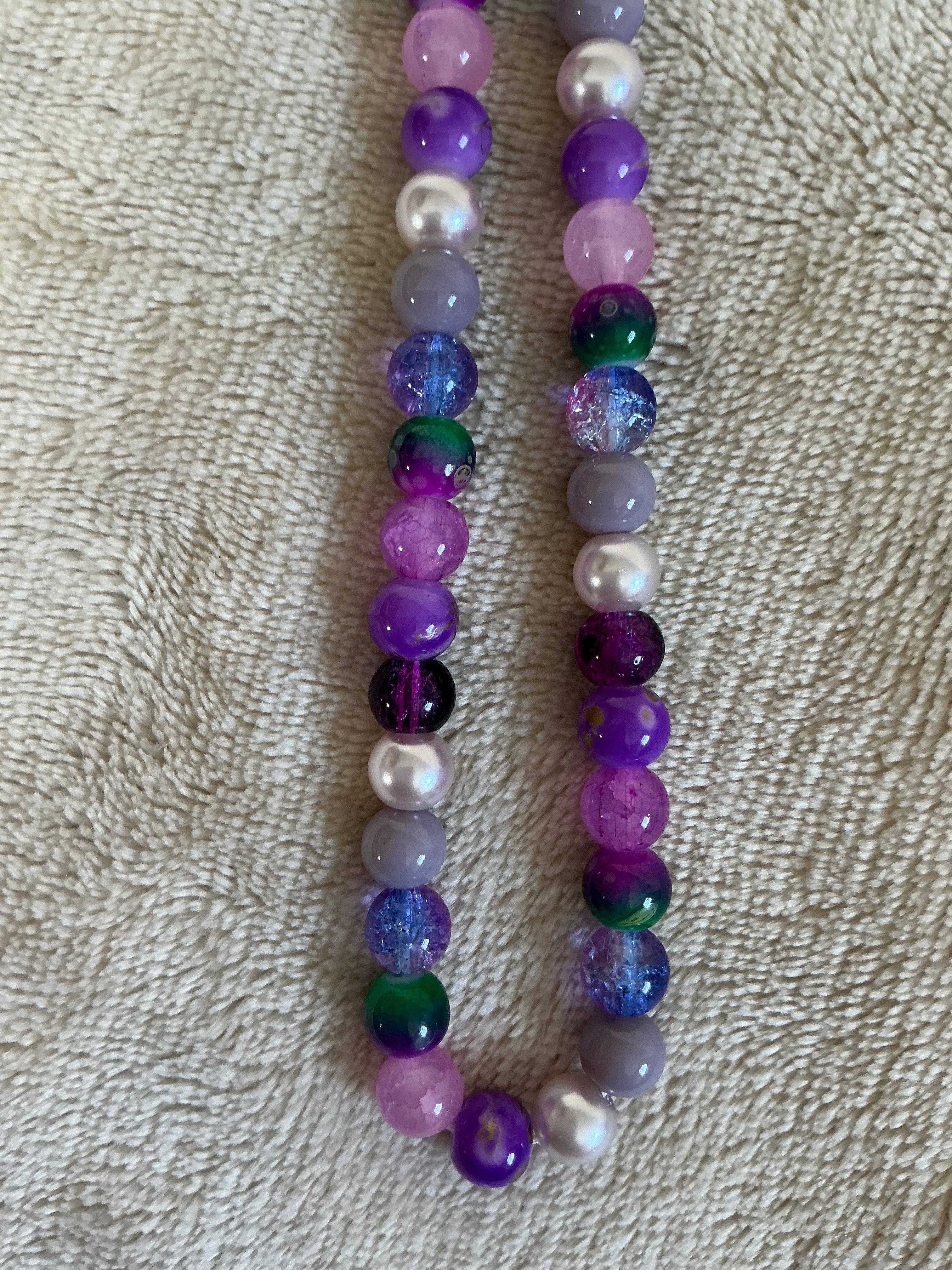 Purple Ombré & Pearl Beaded Phone Charm