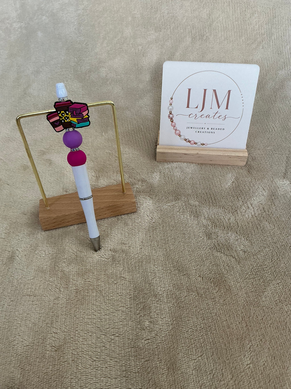 Book Lover Beaded Pen | Handmade Reading & Coffee Ballpoint Pen
