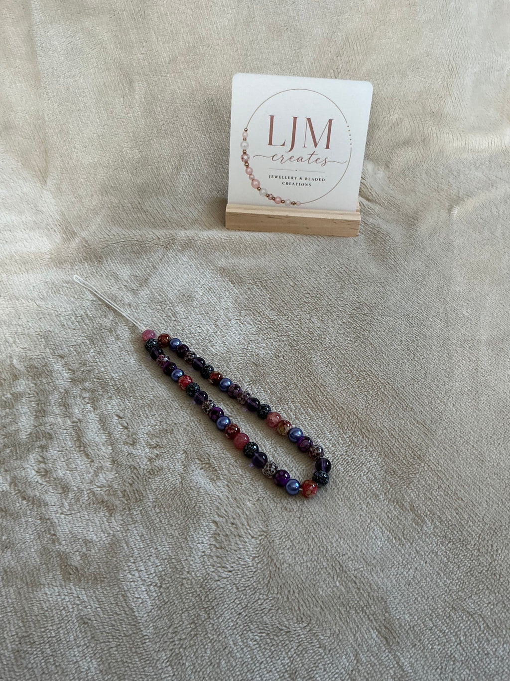Jewel‑Tone Purple & Red Beaded Phone Charm