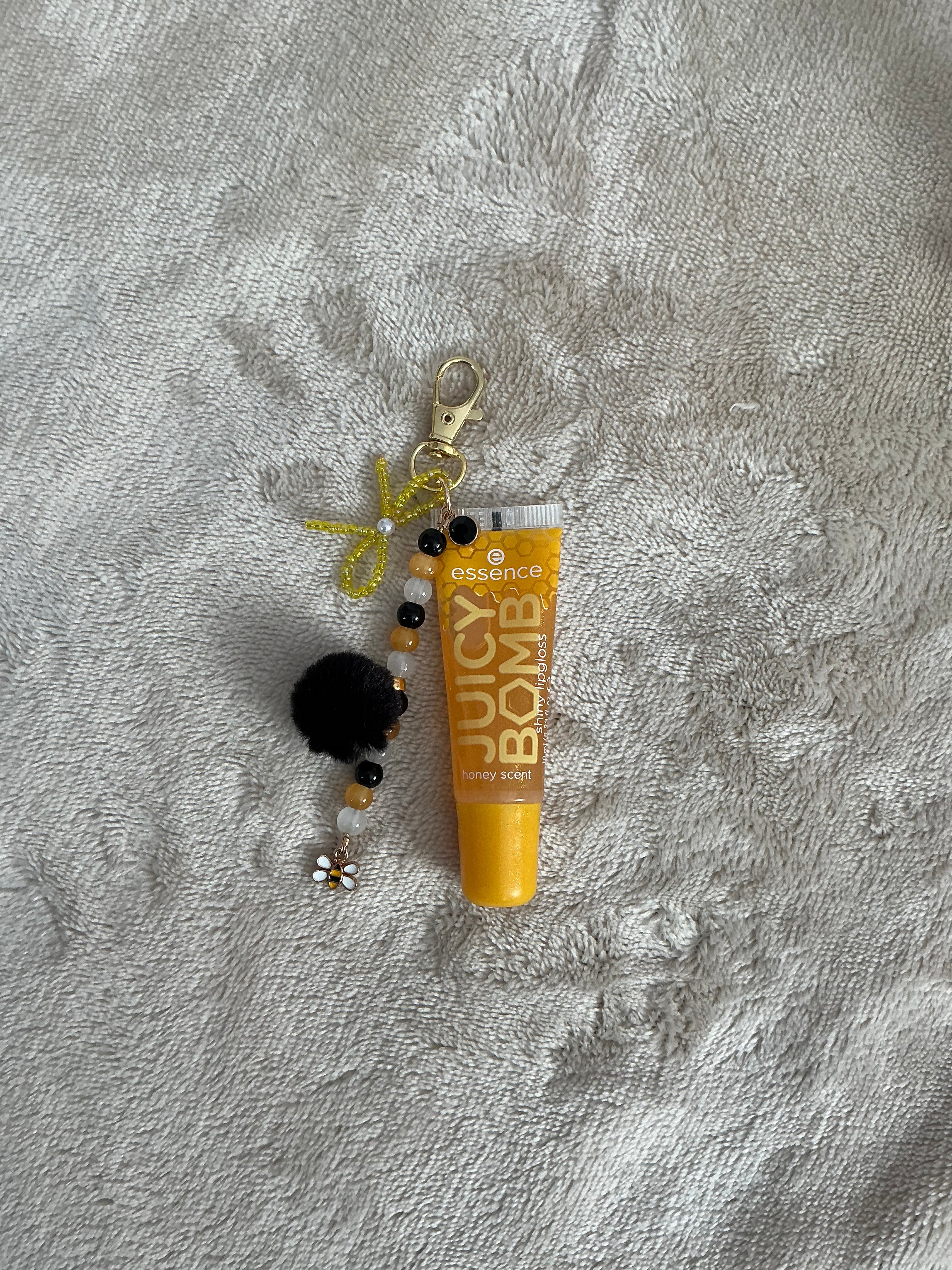 Honey Bee Beaded Lip Gloss Keychain Charm