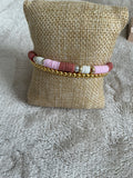 Dusty Rose Dreams Bracelet Set | Handmade Pink & Gold Stack