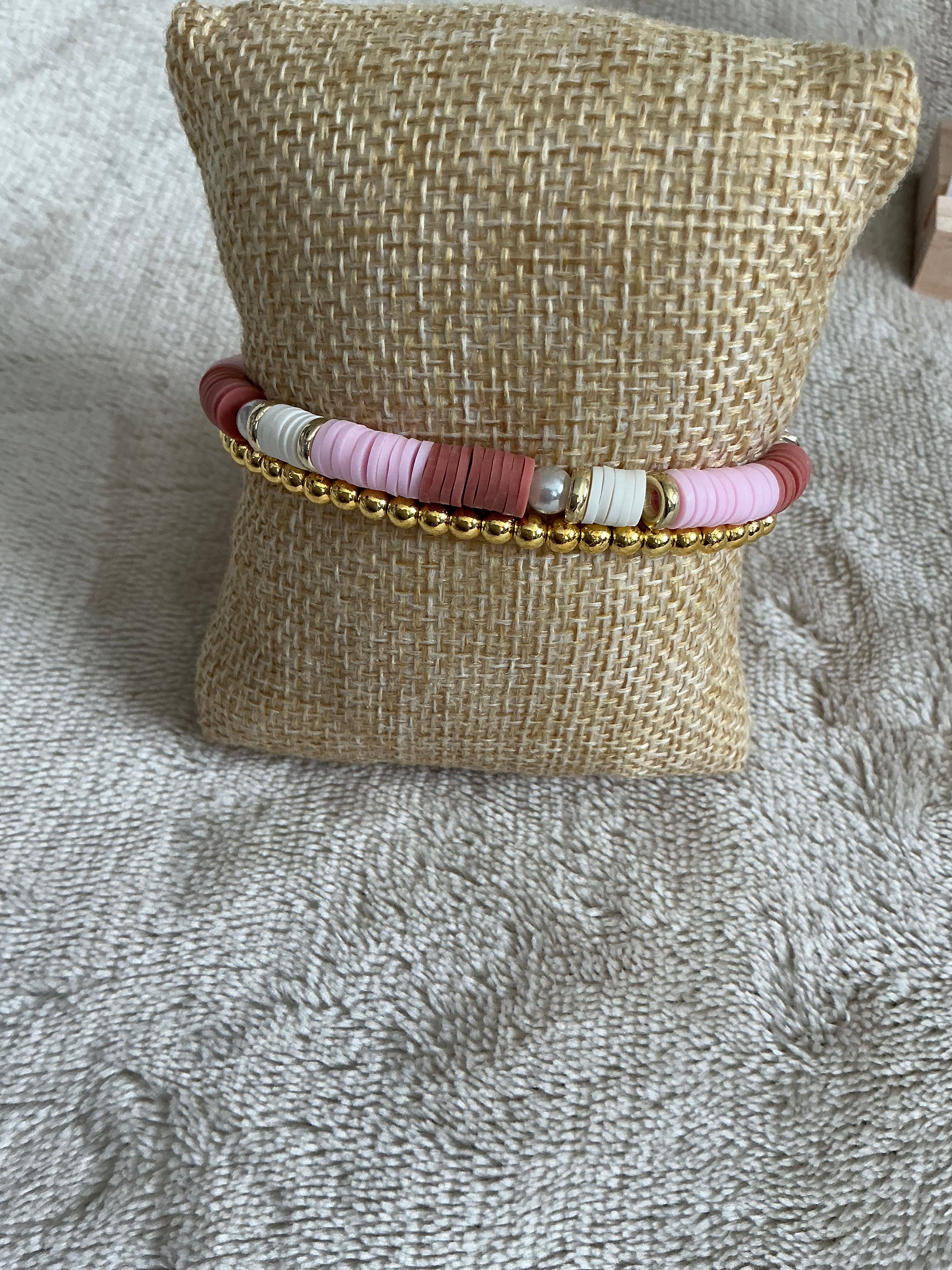 Dusty Rose Dreams Bracelet Set | Handmade Pink & Gold Stack