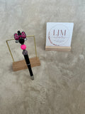 Pink Bow Beaded Pen | Cute Character-Inspired Handmade Pen