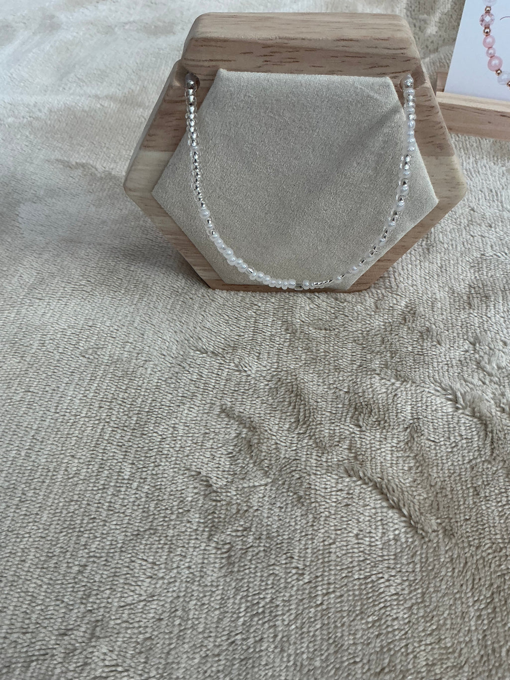Delicate White & Silver Beaded Necklace