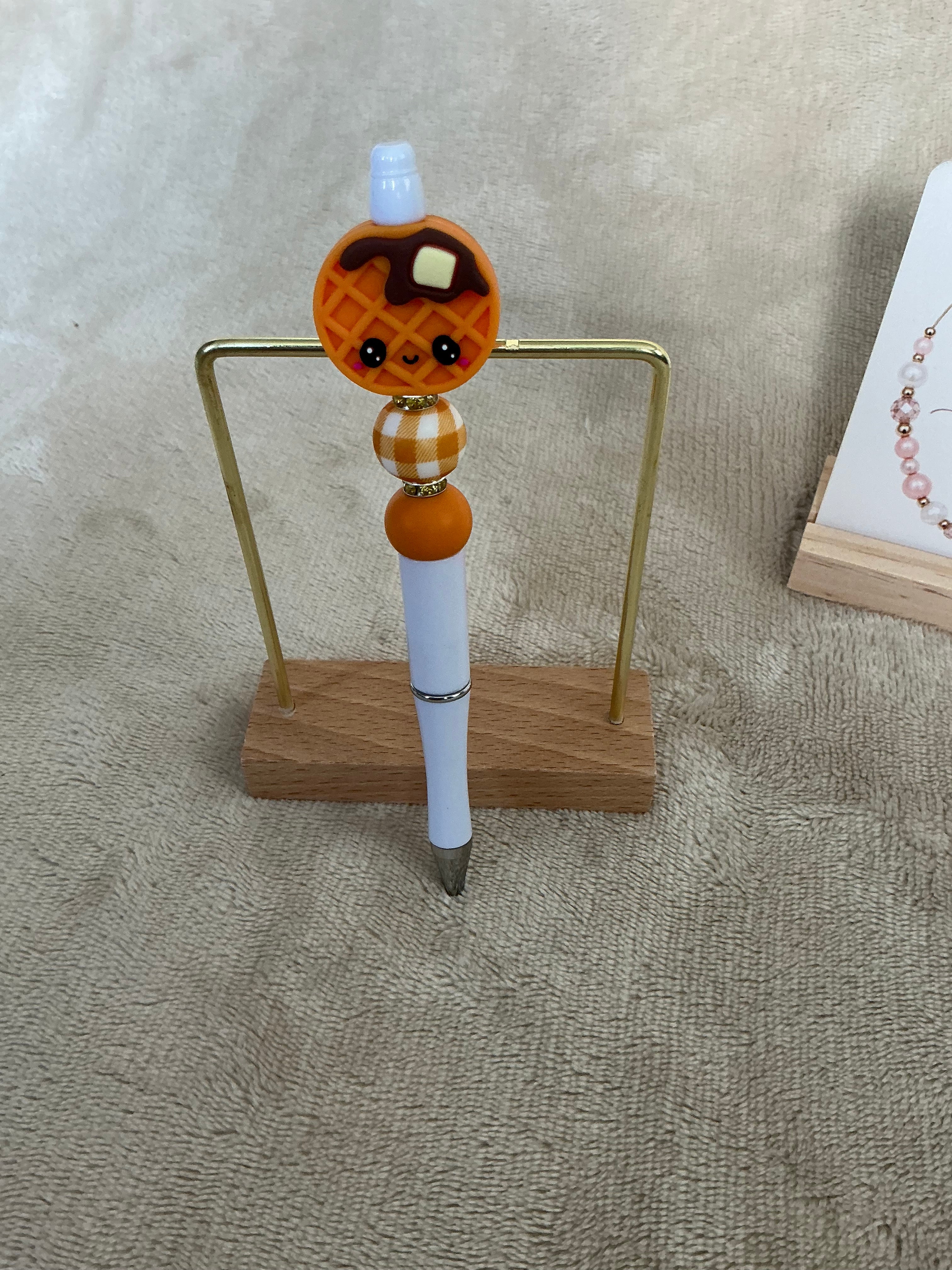 Cute Waffle Beaded Pen | Handmade Breakfast Lover Ballpoint Pen
