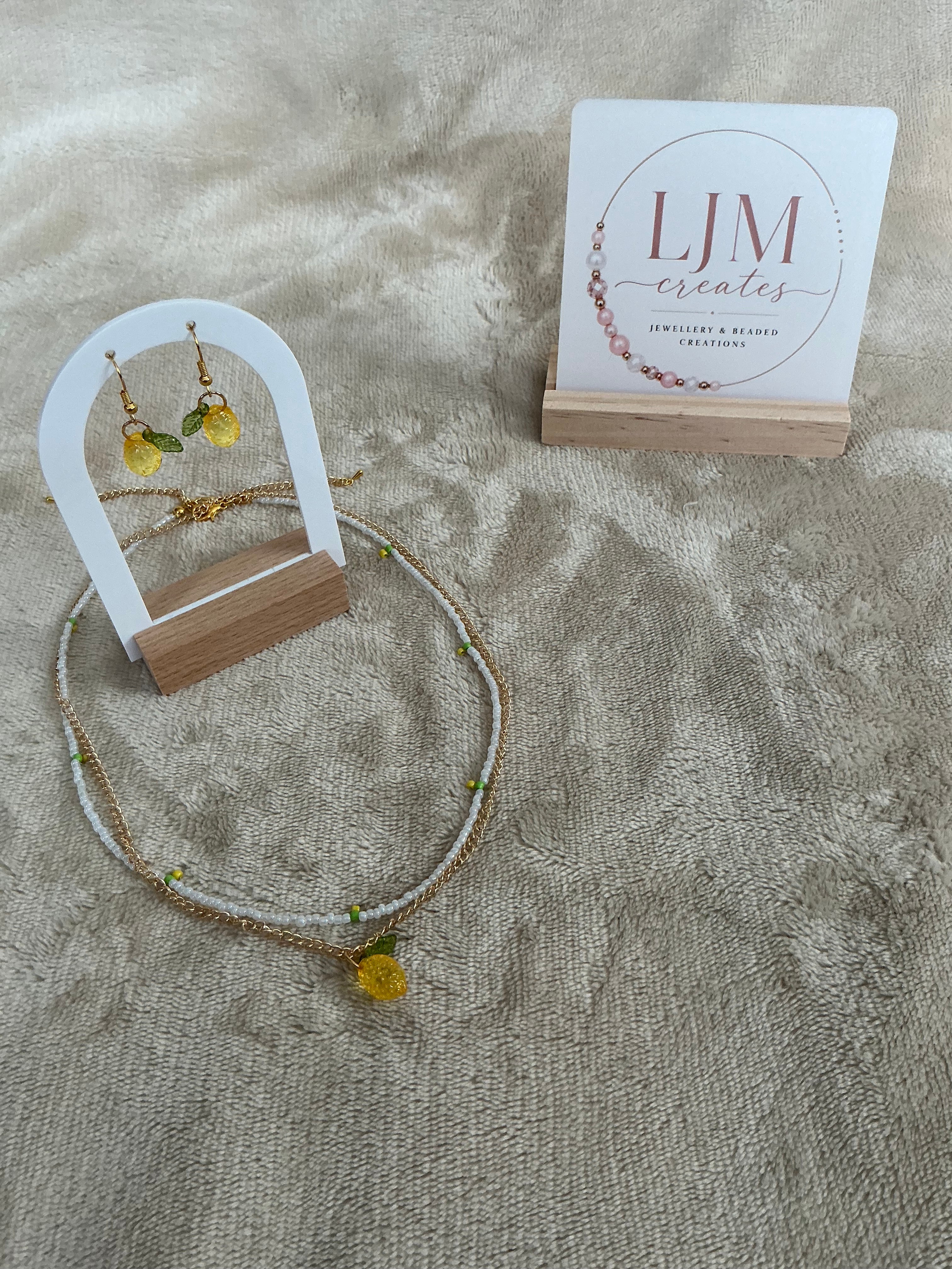 Lemon Charm Layered Jewellery Set – Necklace & Earrings