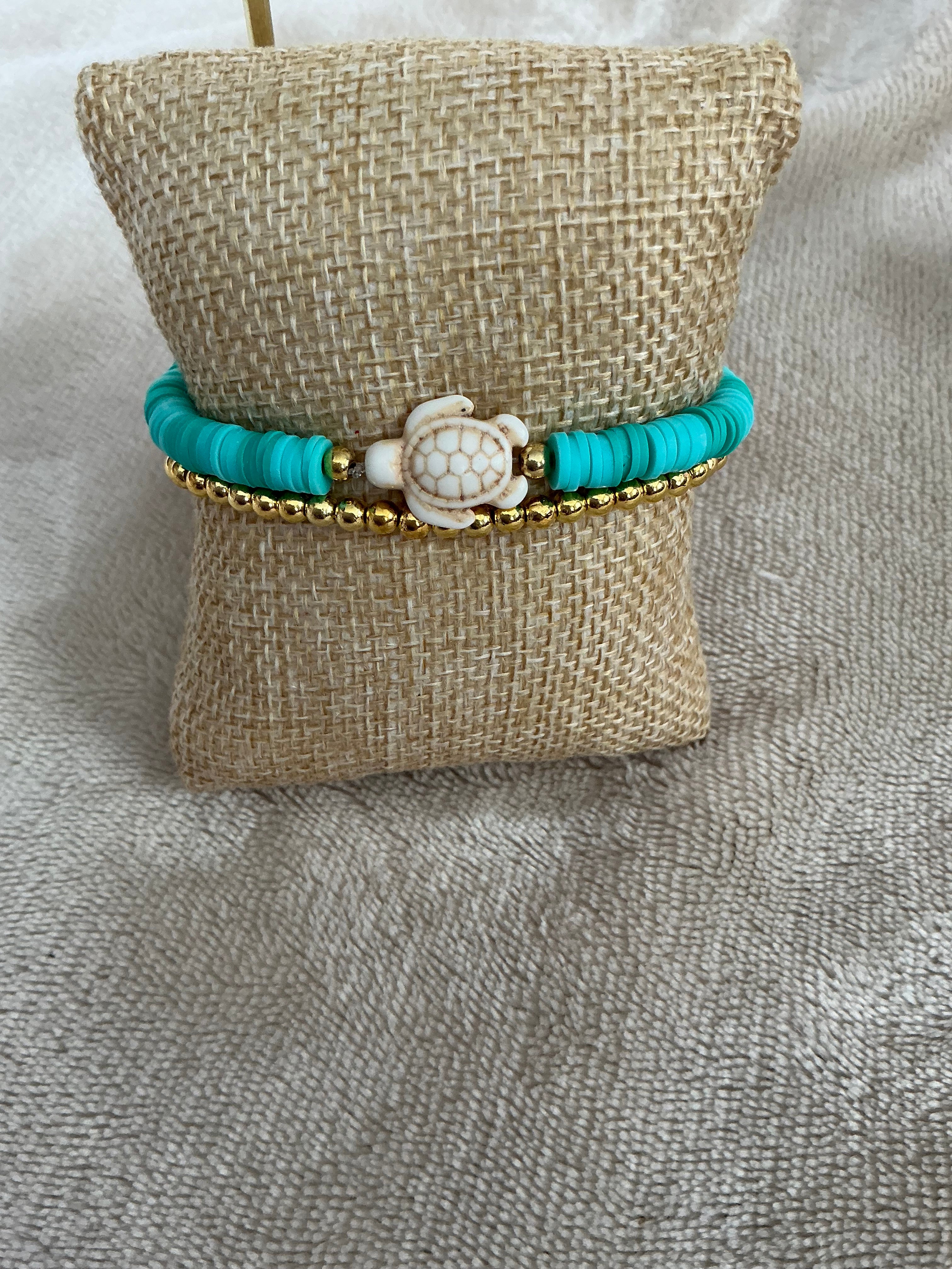 Sea Turtle Turquoise Stacked Bracelet Set