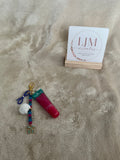 Blue‑Pink Beaded Lip Gloss Keychain Charm