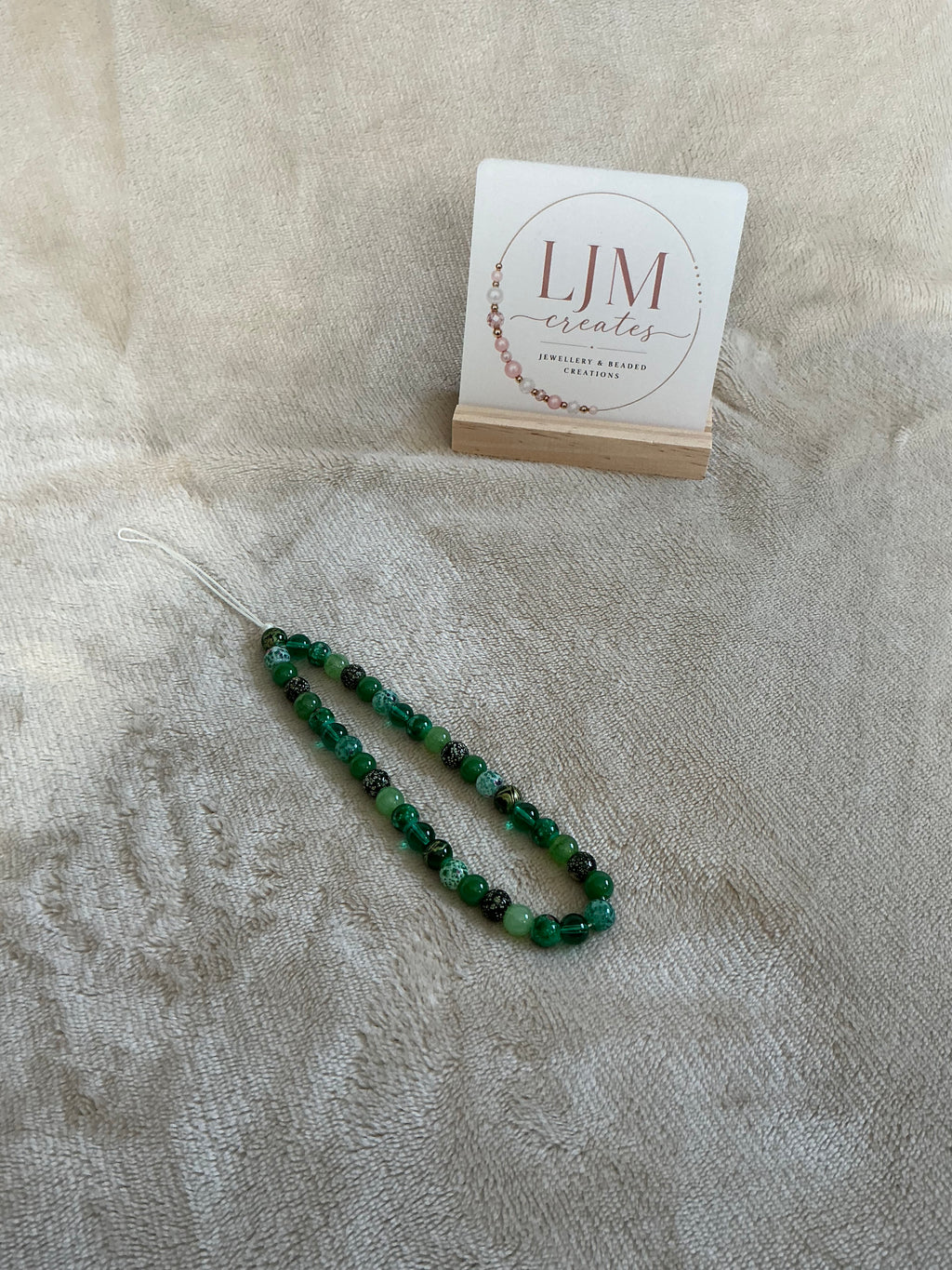 Emerald Green & Speckled Glass Bead Phone Charm