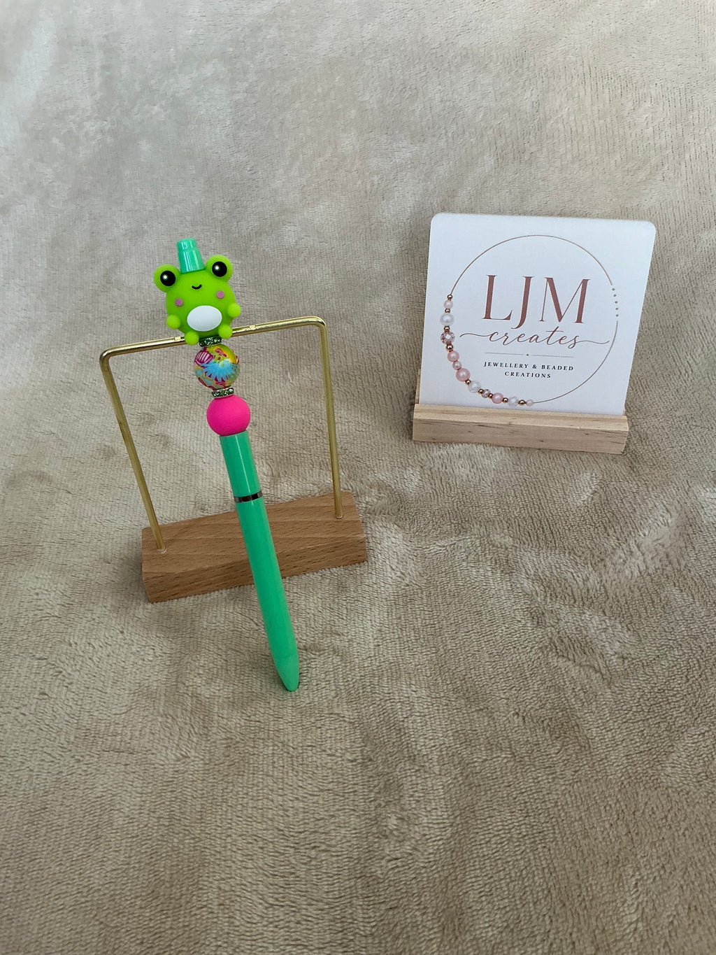 Cute Frog Beaded Pen | Handmade Kawaii Green Frog Ballpoint Penn