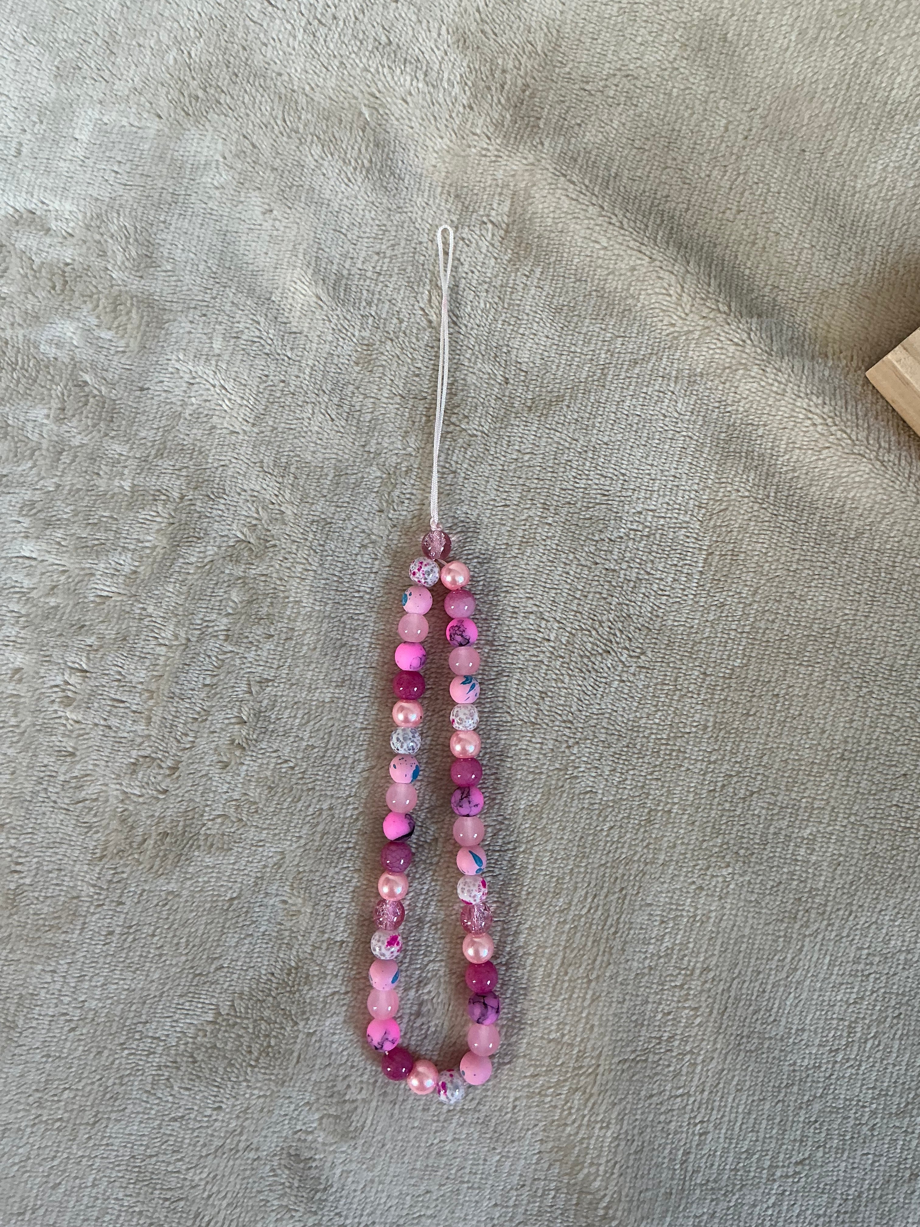 Pink Ombré Beaded Phone Charm