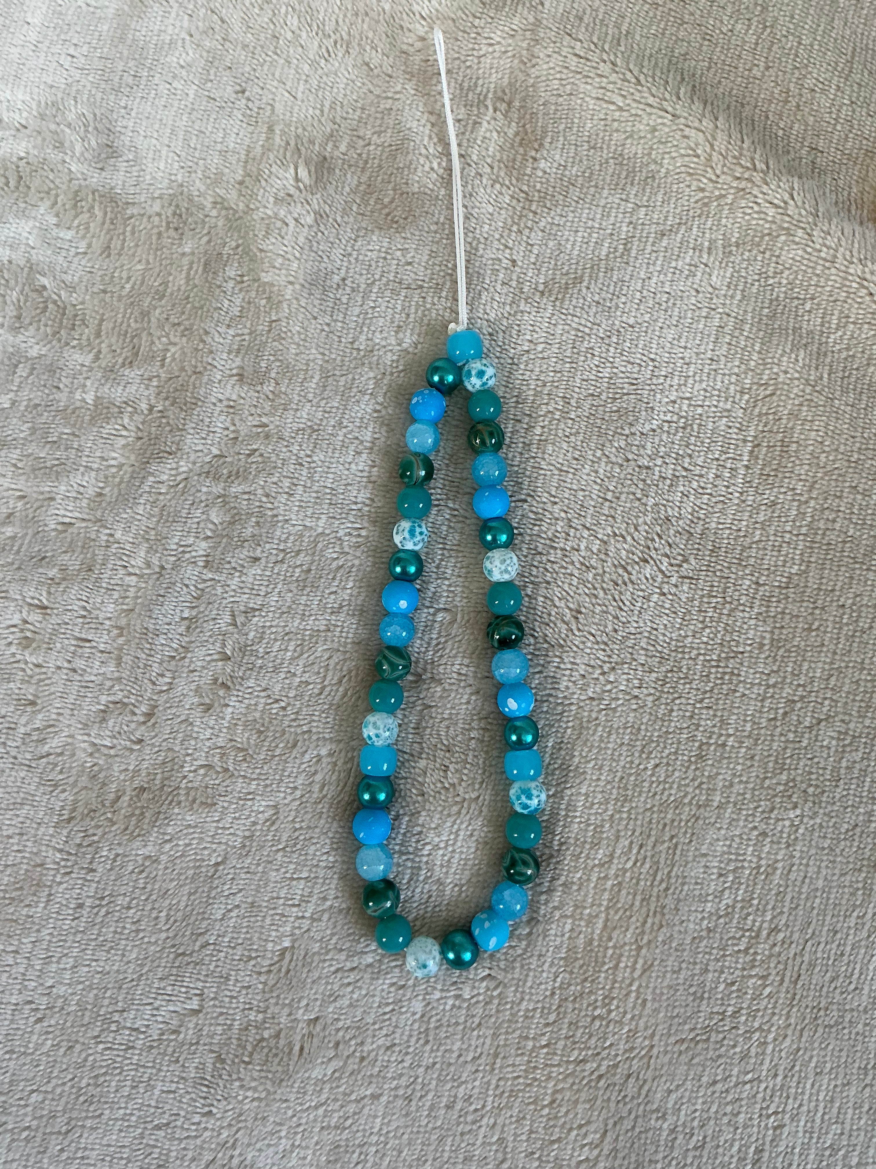 Ocean Blue & Teal Beaded Phone Charm