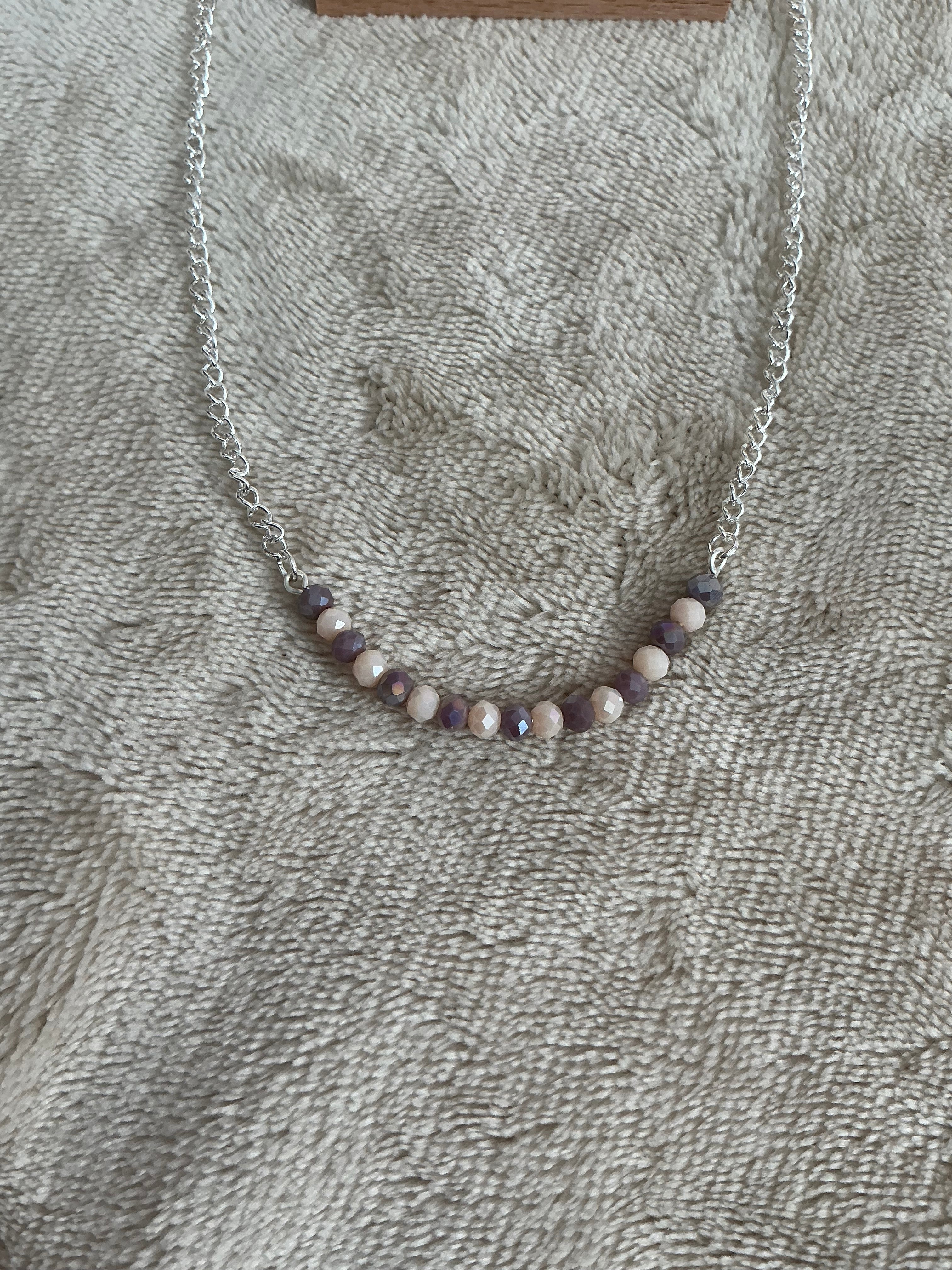 Soft Mauve & Beige Faceted Bead Jewellery Set