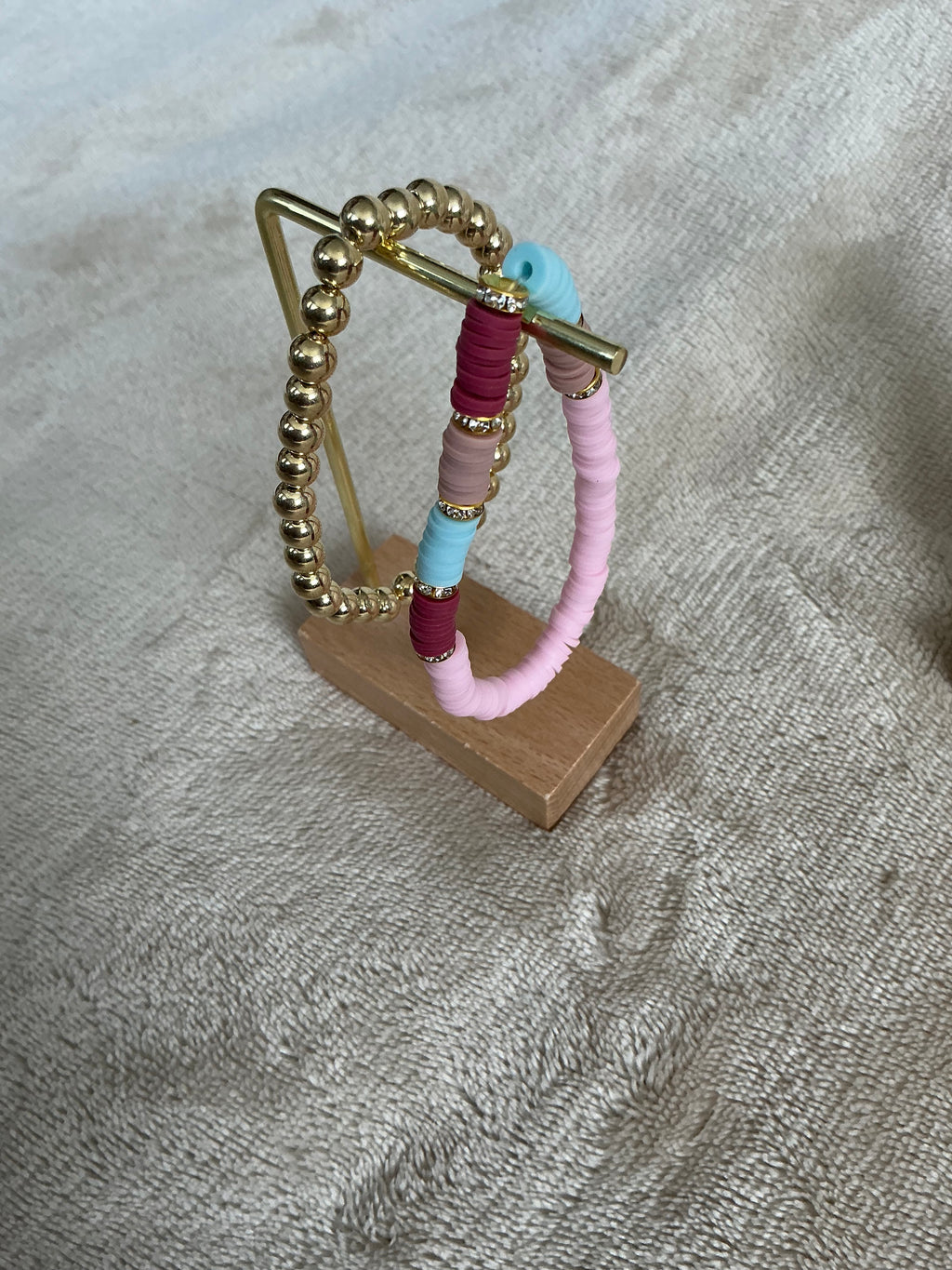 Candy Pop Bracelet Stack | Pink, Berry & Sky Blue Heishi Bead Set