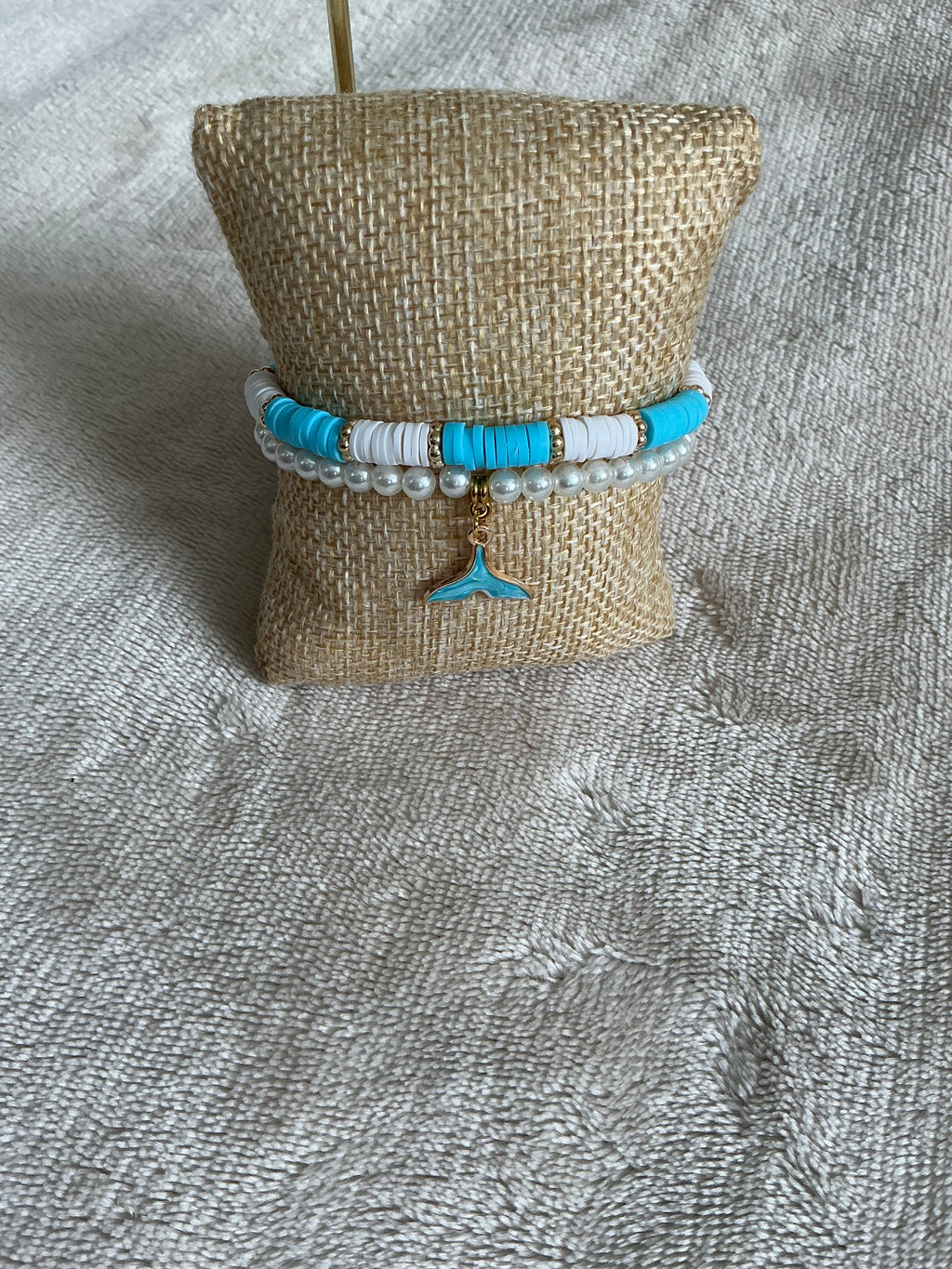 Ocean Breeze Bracelet Stack | Whale Tail Charm & Pearl Bracelet Set