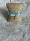 Ocean Breeze Bracelet Stack | Whale Tail Charm & Pearl Bracelet Set