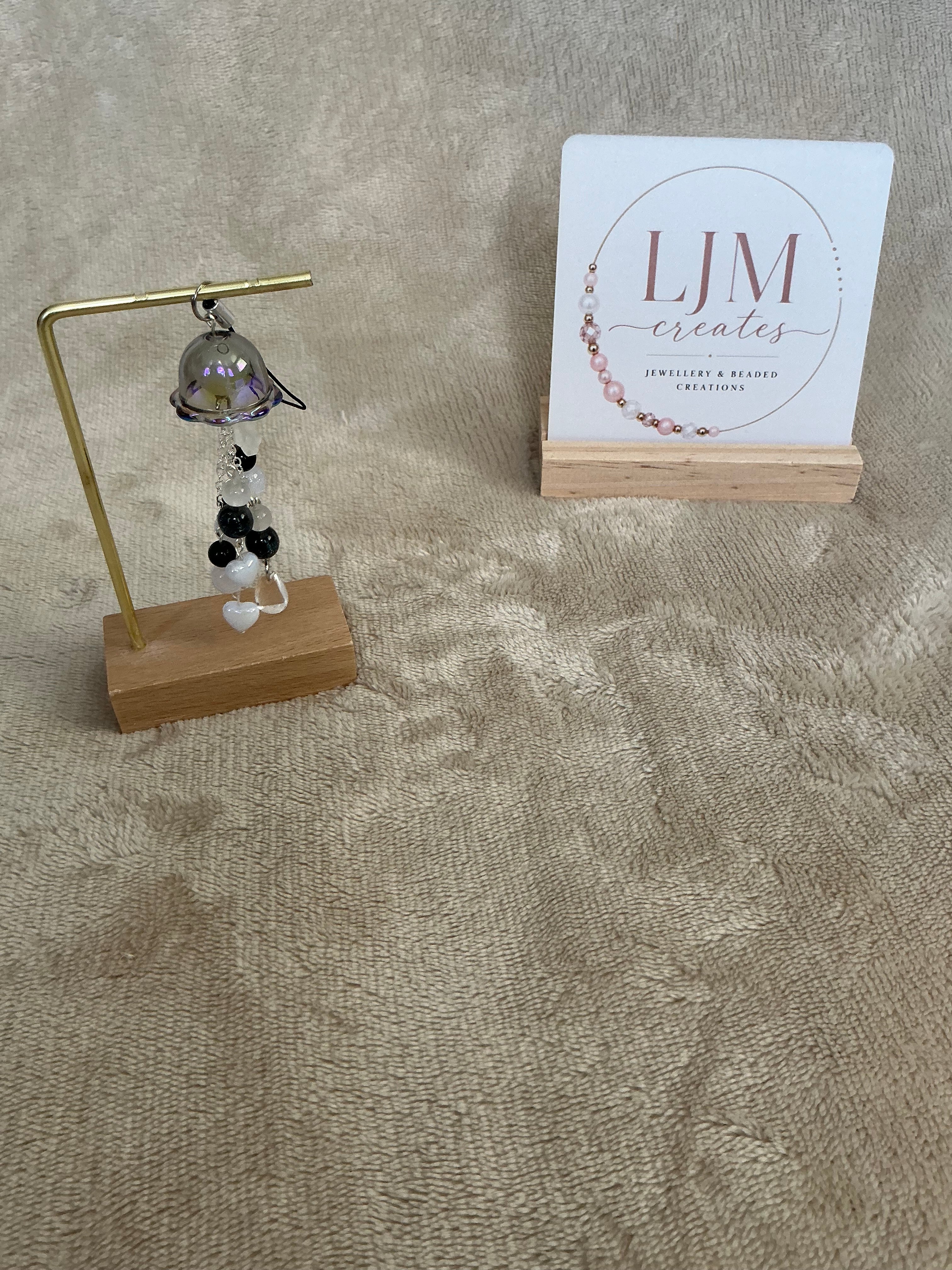 Moonlit Mist Jellyfish Charm | Handmade Black & White Ocean-Inspired Hanging Decoration