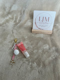 Pink Beaded Lip Gloss Keychain Charm