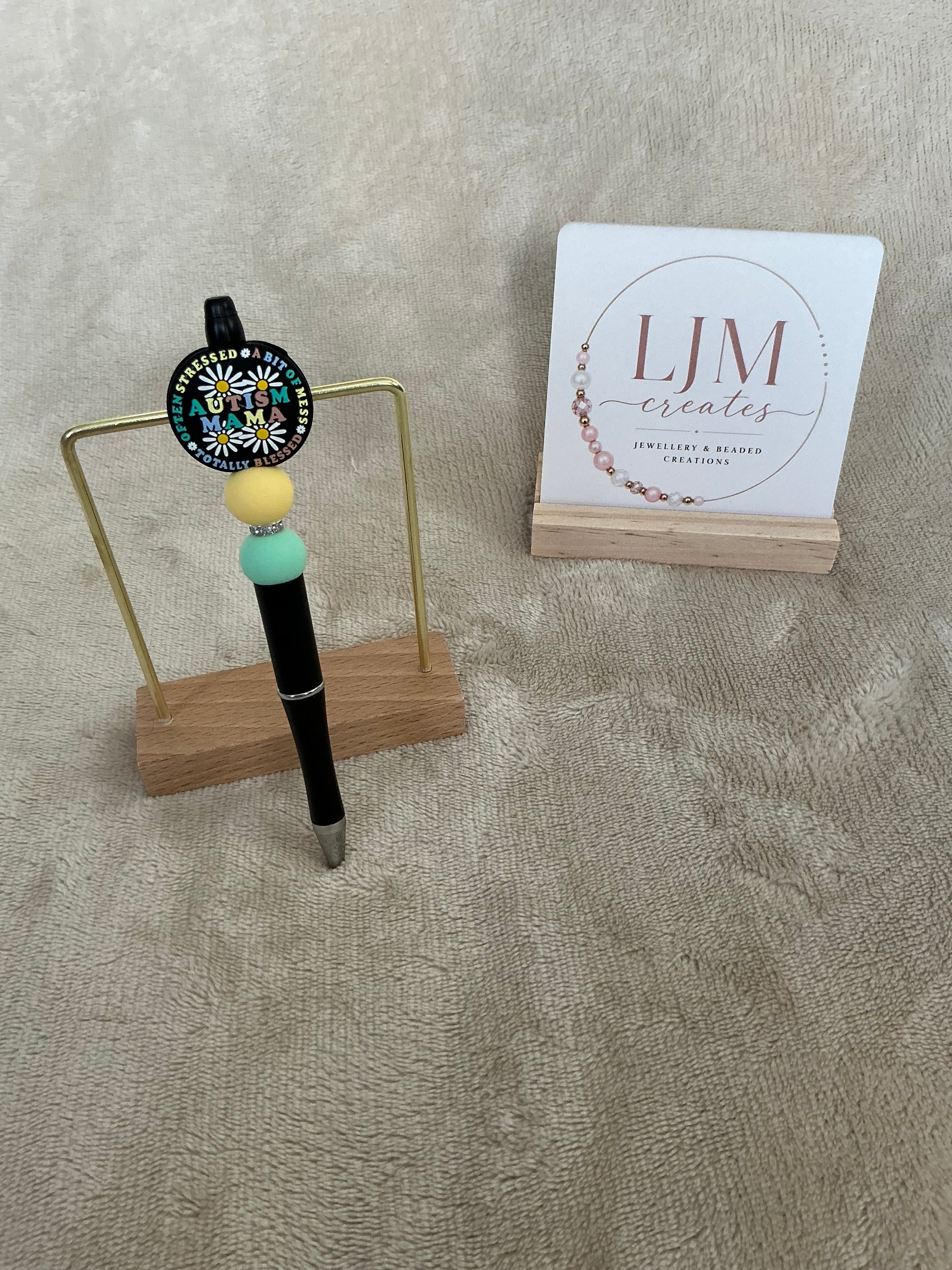 Autism Mama Beaded Pen | Handmade Neurodiversity Awareness Ballpoint Pen