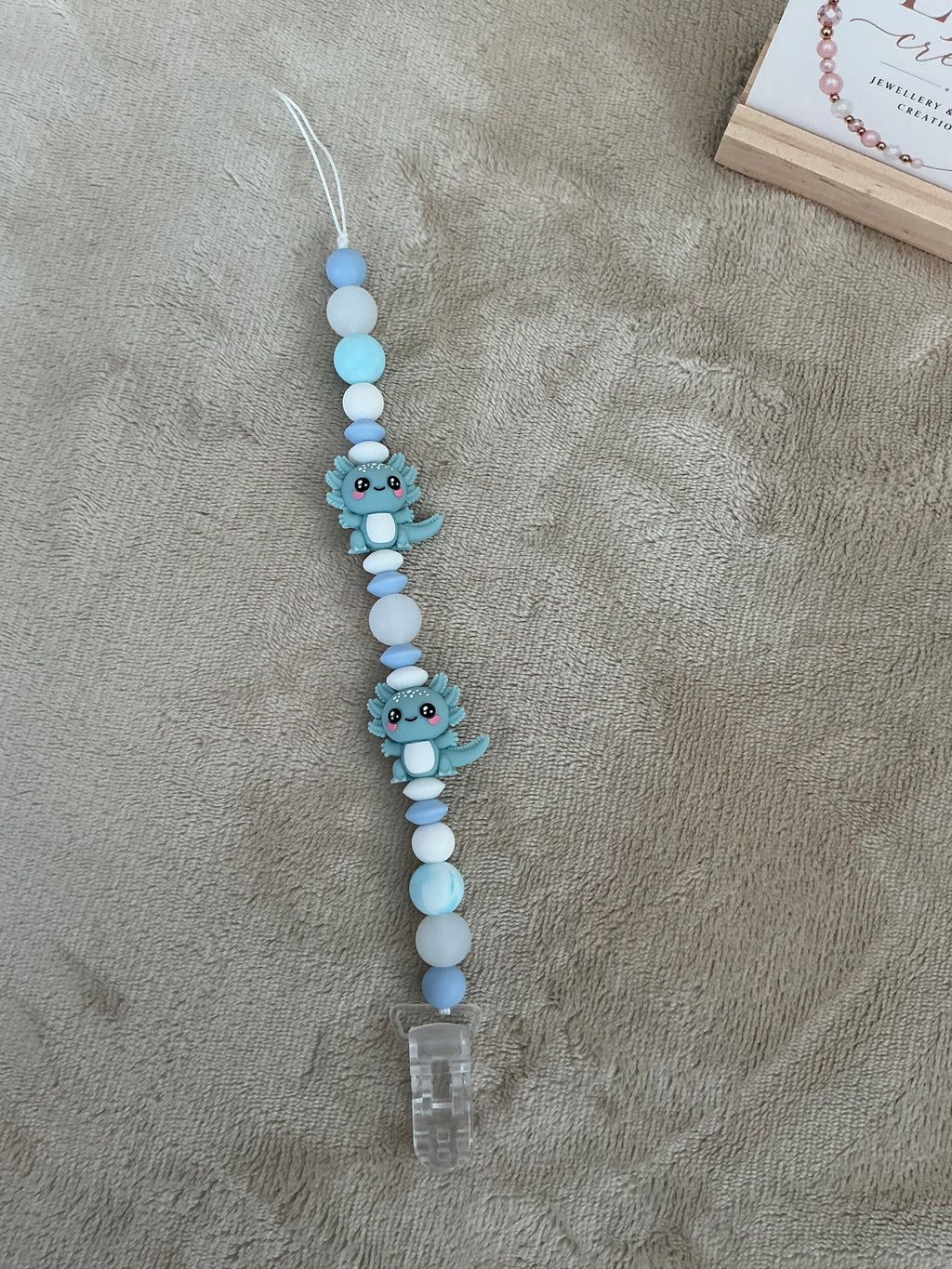 Blue Axolotl Dummy Clip | Handmade Axolotl Pacifier Holder