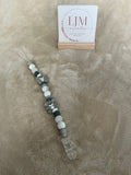 Grey Teddy Bear Dummy Clip | Handmade Neutral Pacifier Holder
