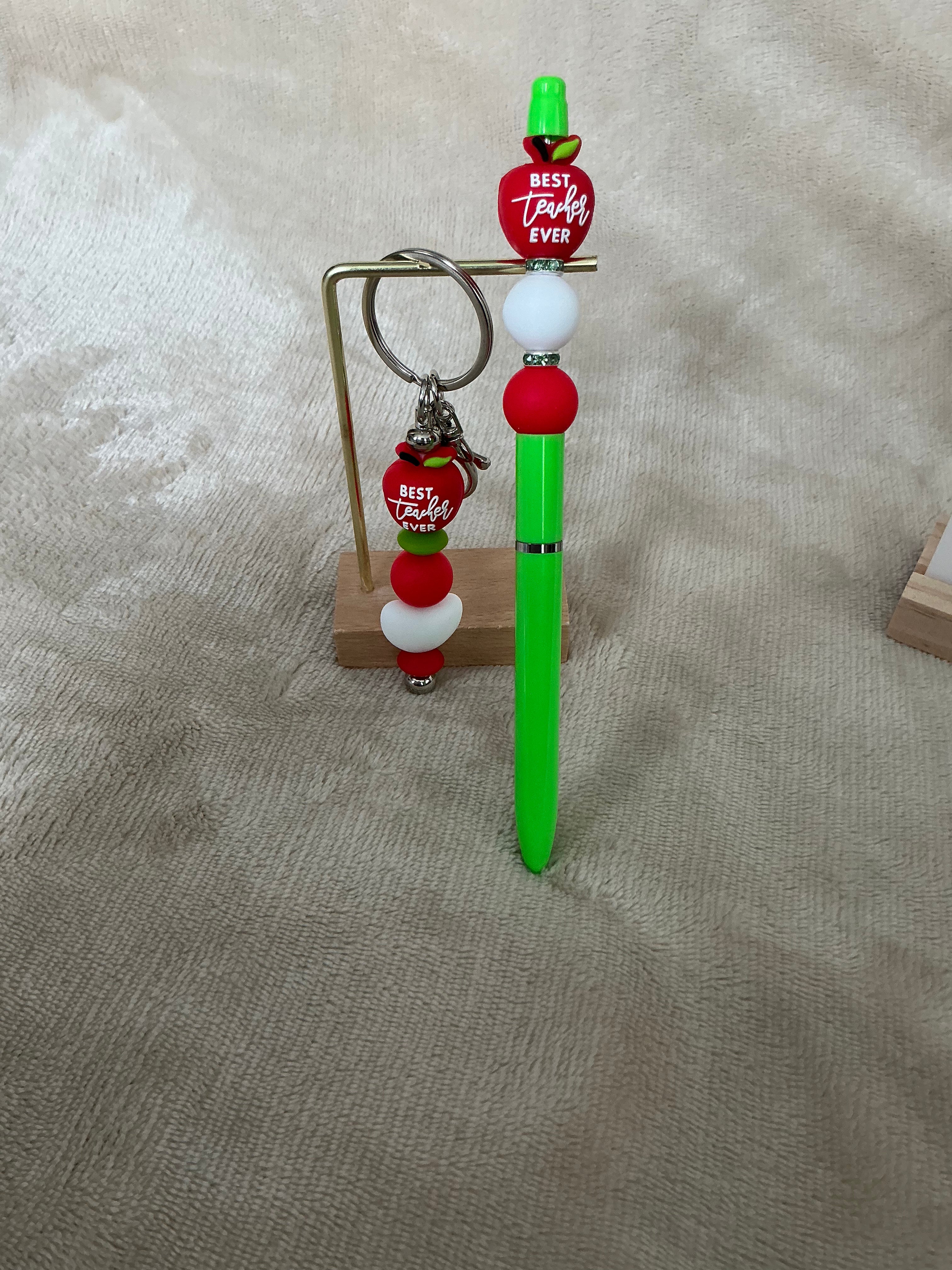 Best Teacher Ever Beaded Pen & Keyring Set